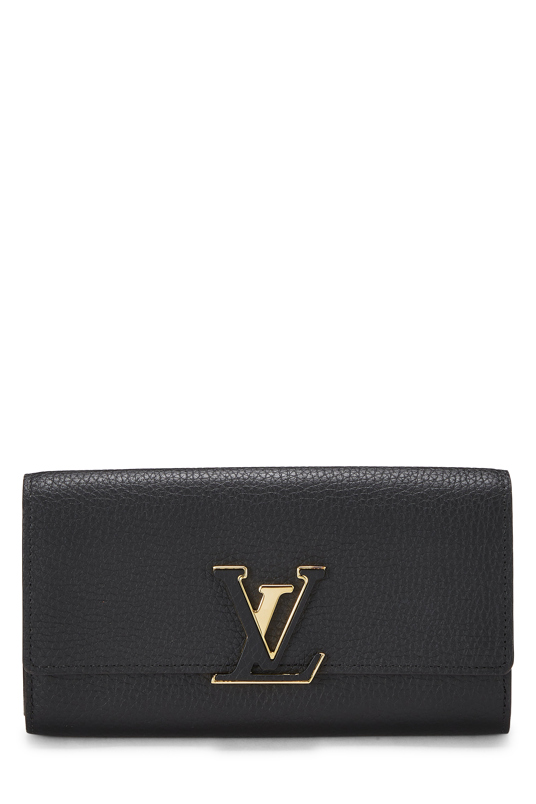 Women's Louis Vuitton Black Taurillon Capucines Wallet in Black