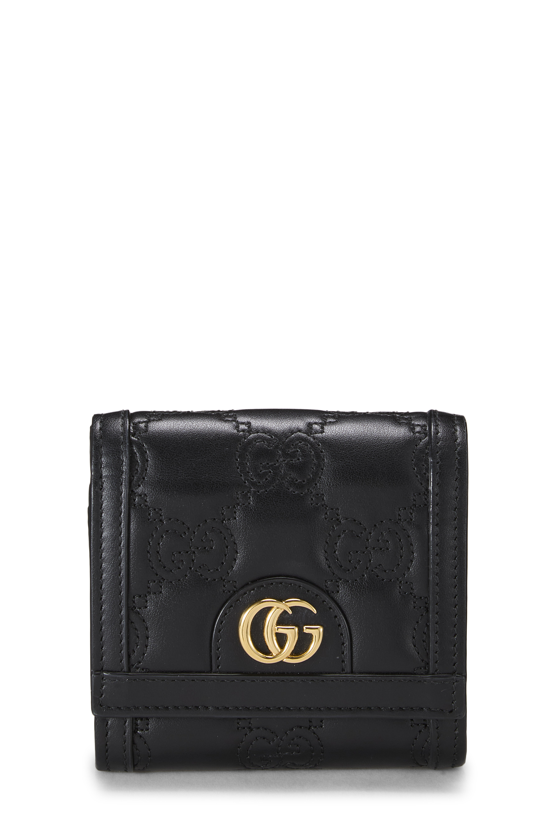 Women's Gucci Black Leather GG Marmont Compact Wallet in Black