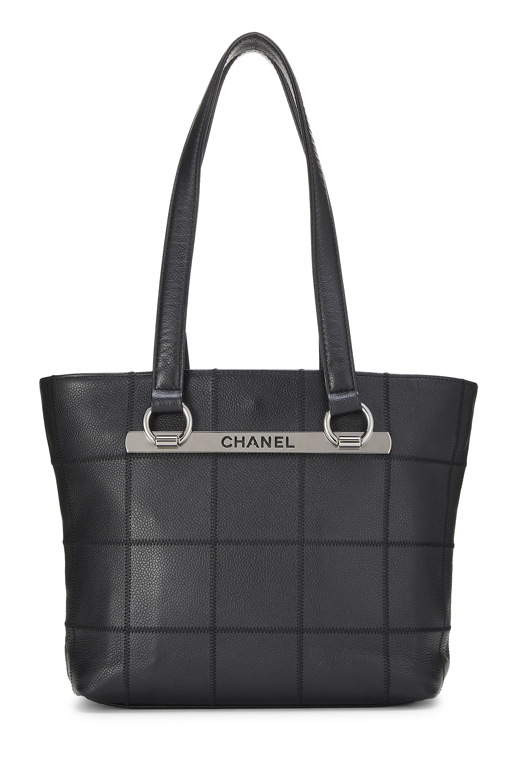 Women's Chanel Black Quilted Caviar Chocolate Bar Tote in Black