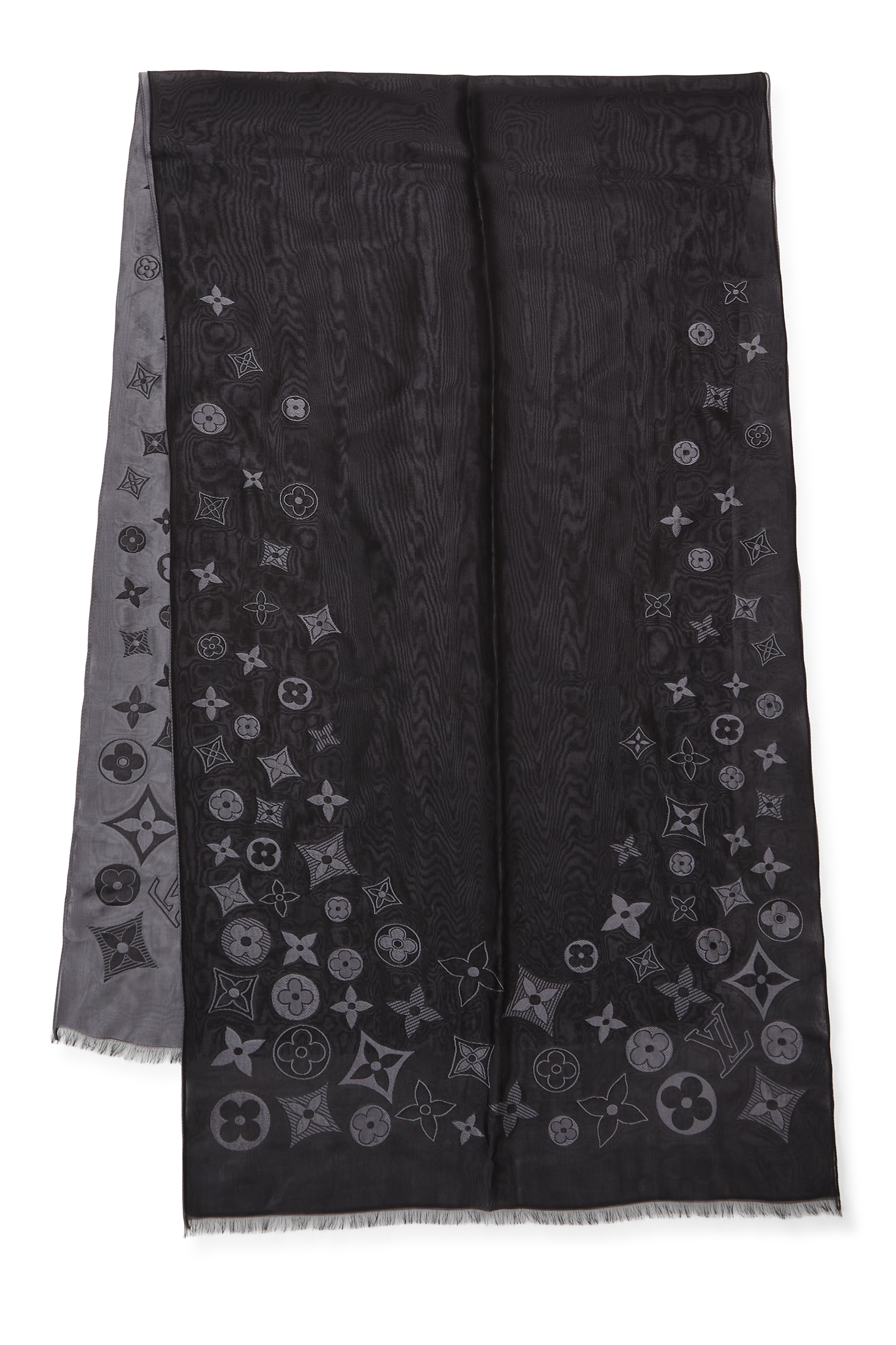 Women's Louis Vuitton Black Monogram Silk Scarf in Black