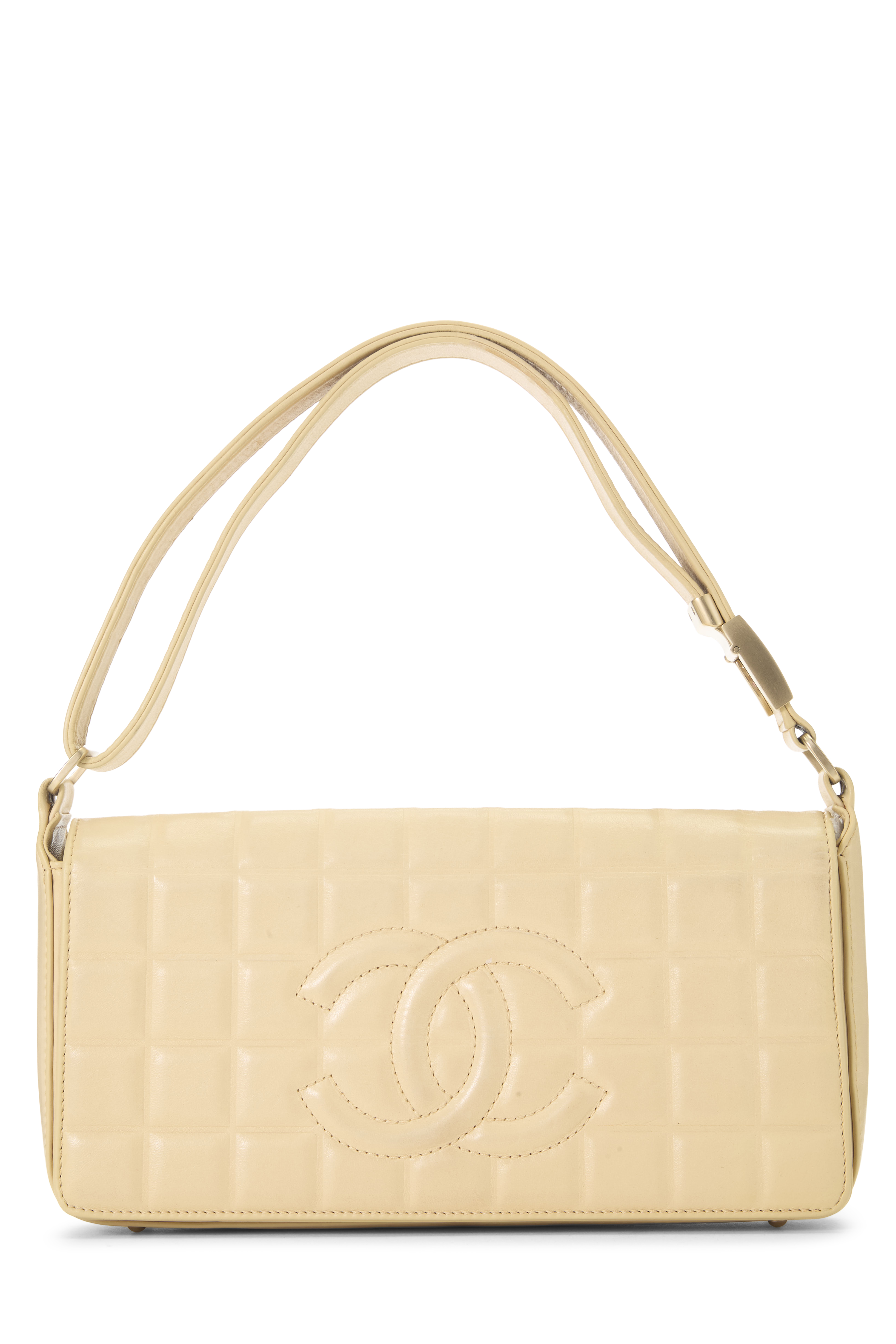 Women's Chanel Beige Leather Chocolate Bar Shoulder Bag in Beige
