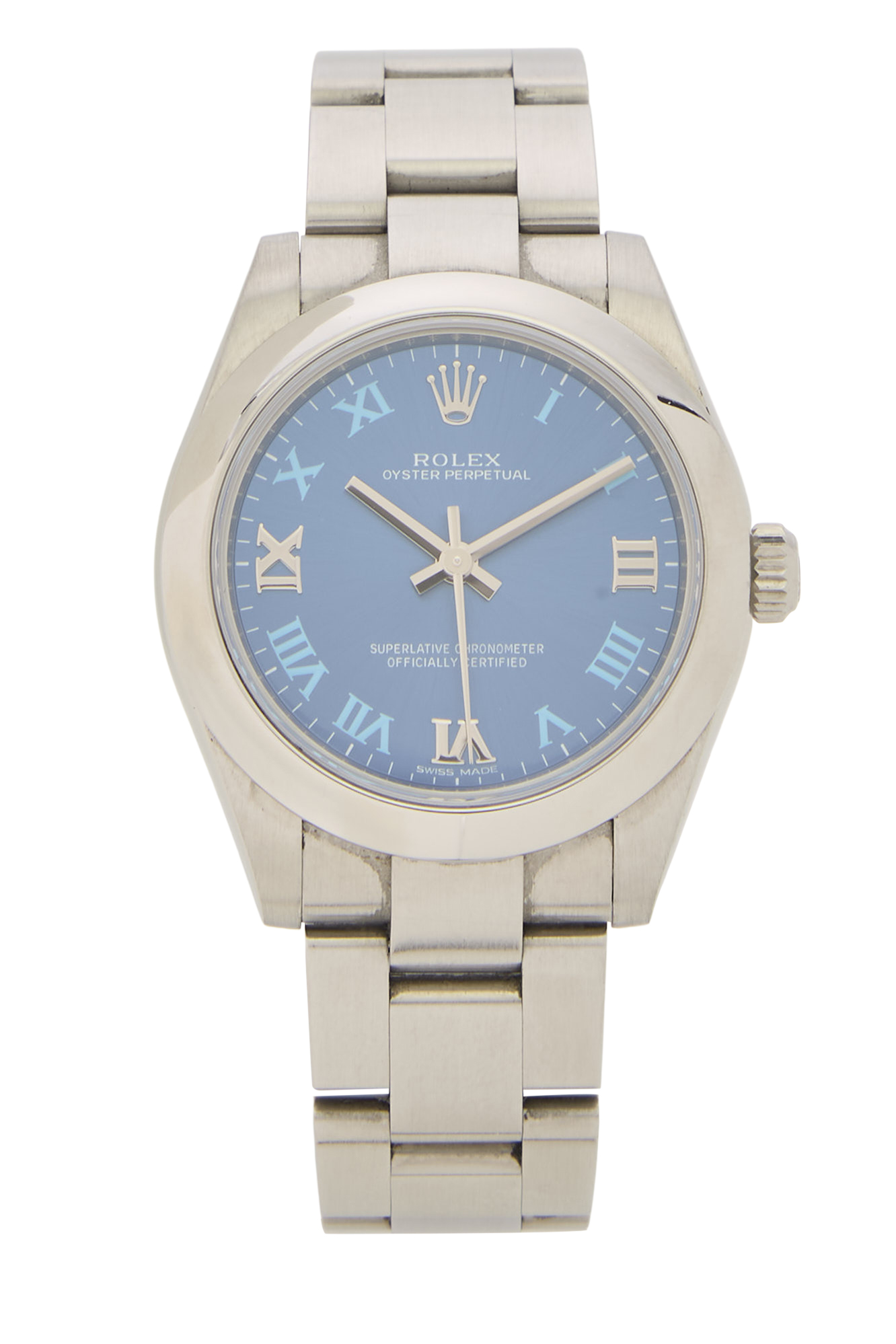 Women's Rolex Blue Roman Dial Oyster Perpetual 177200 31mm in Blue 31mm