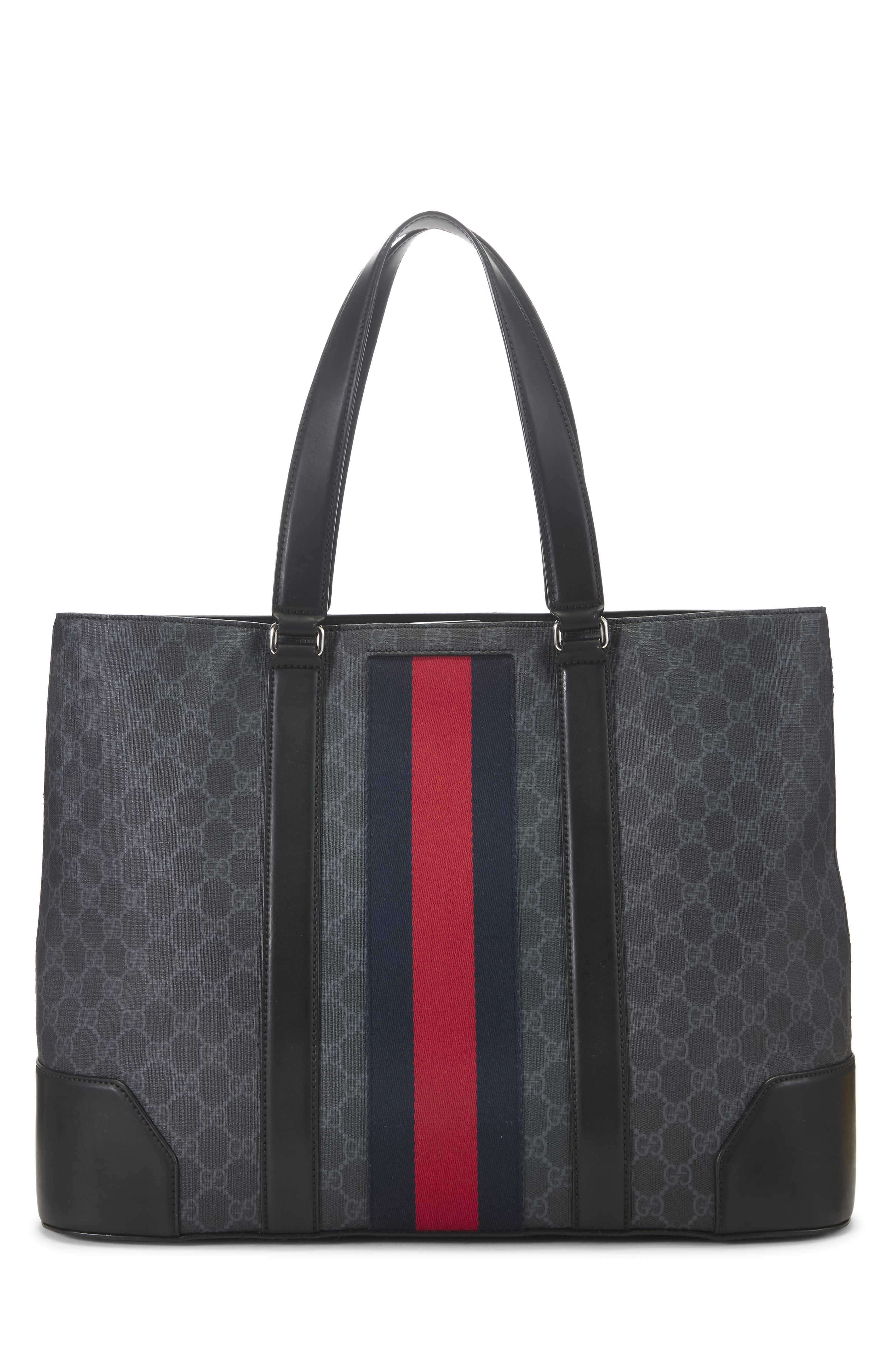 Women's Gucci Black GG Supreme Canvas Web Tote Large in Black Large
