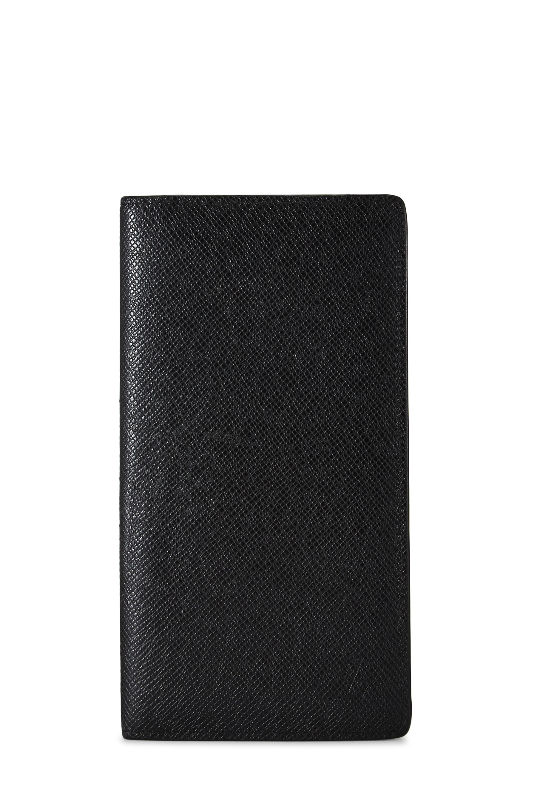 Women's Louis Vuitton Black Taiga Portefuille Long Wallet in Black
