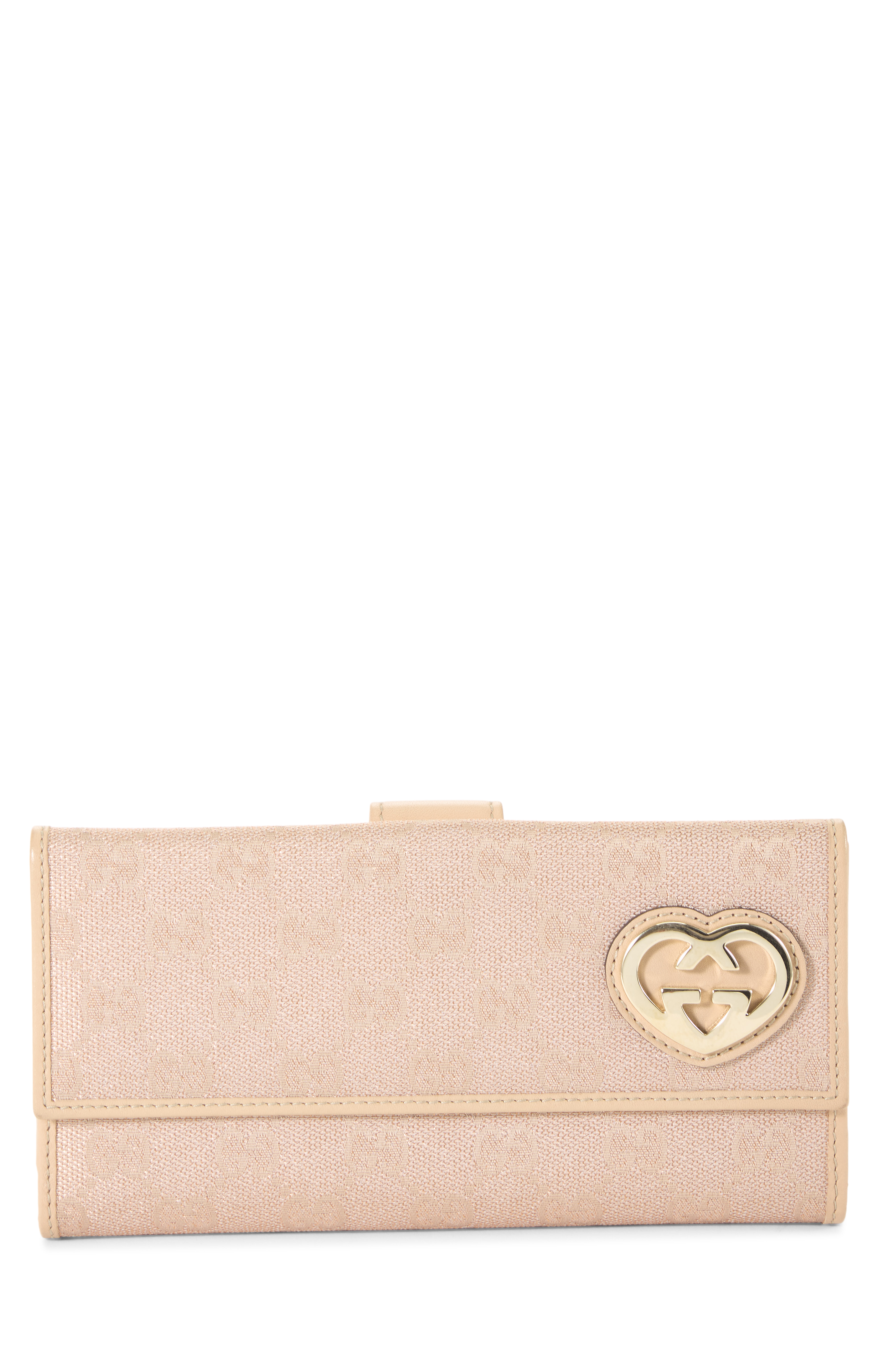 Women's Gucci Pink GG Canvas Lovely Heart Continental Wallet in Pink