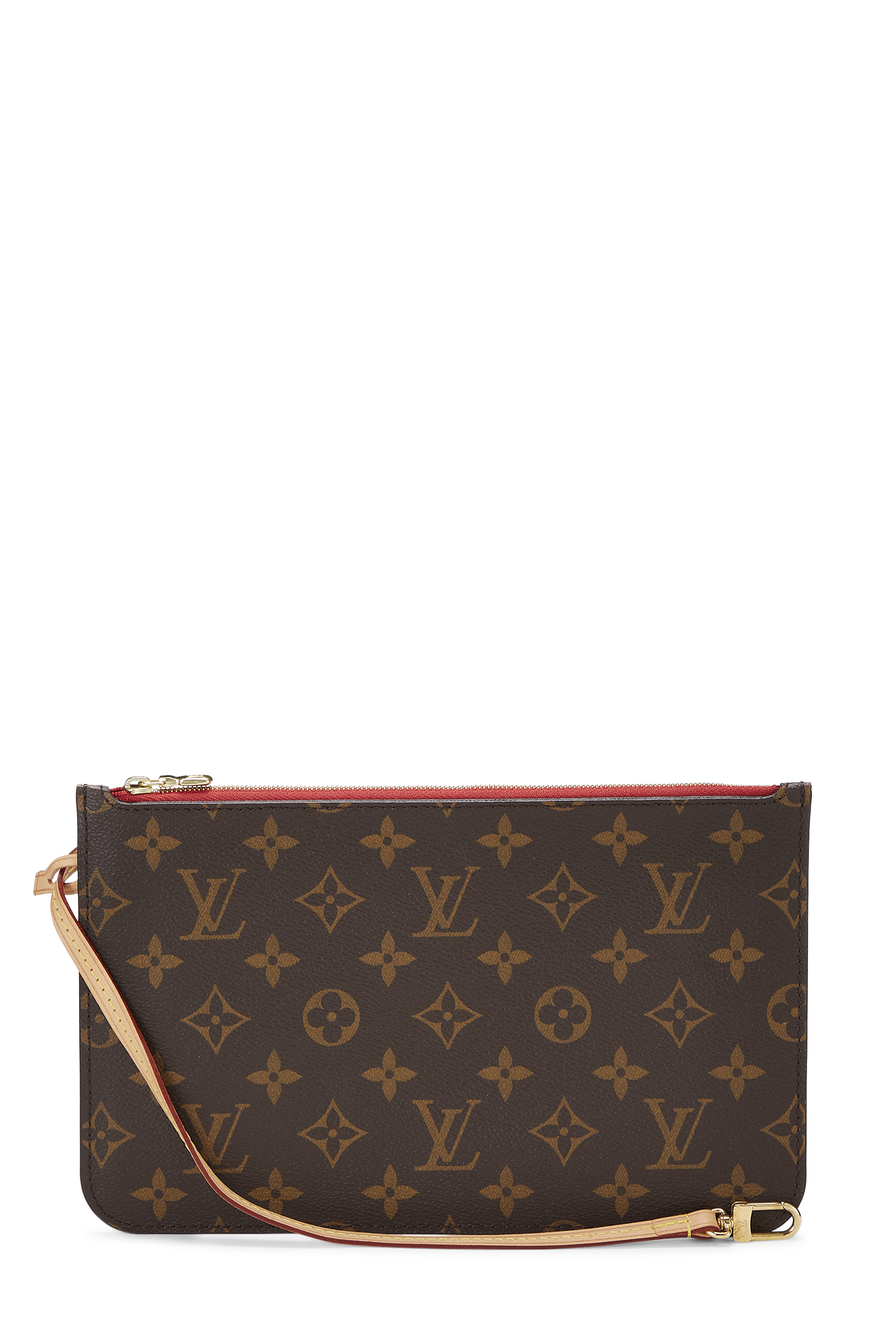 Women's Louis Vuitton Monogram Canvas Neverfull Pouch MM NM in Red MM