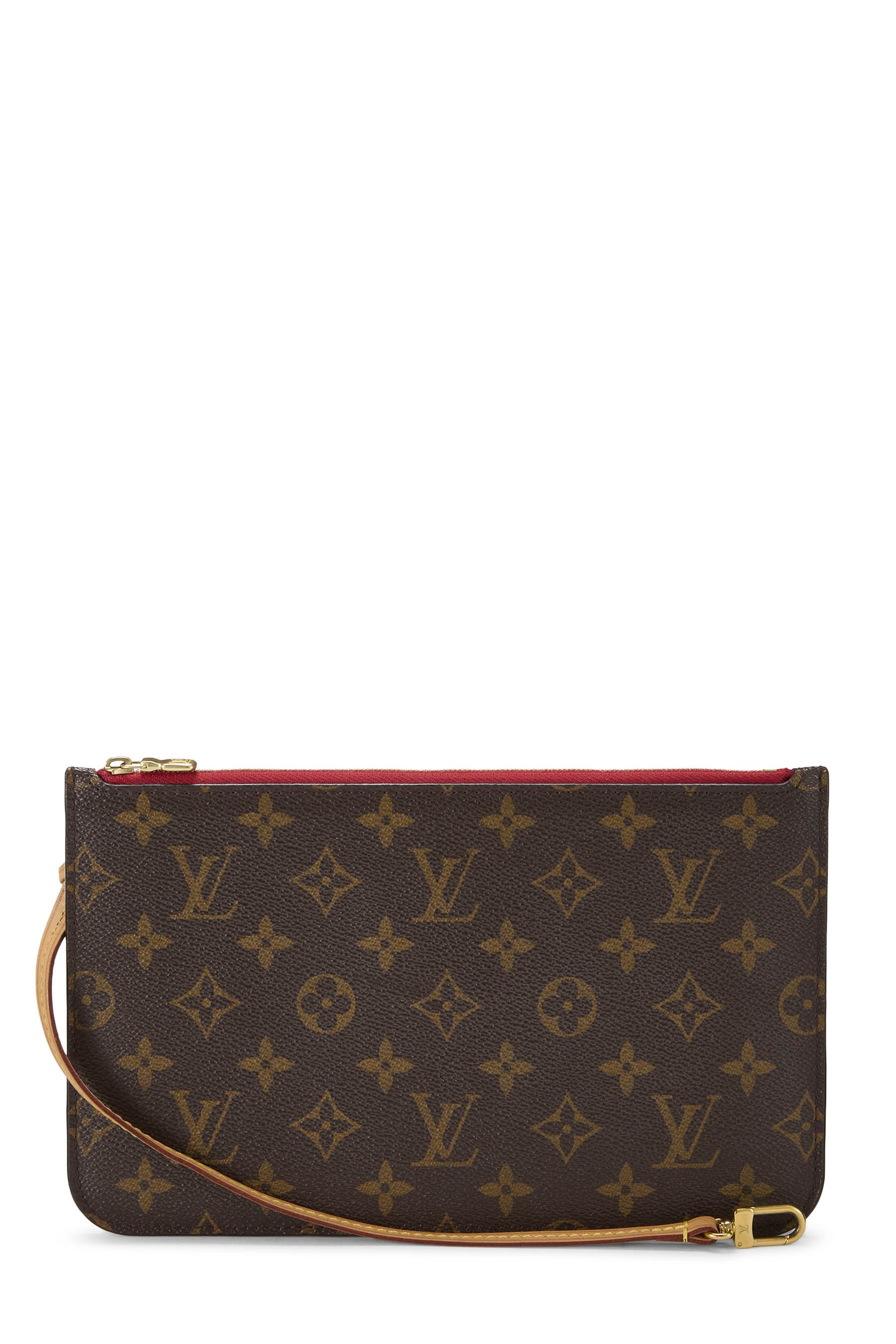 Women's Louis Vuitton Monogram Canvas Neverfull Pouch in Red MM
