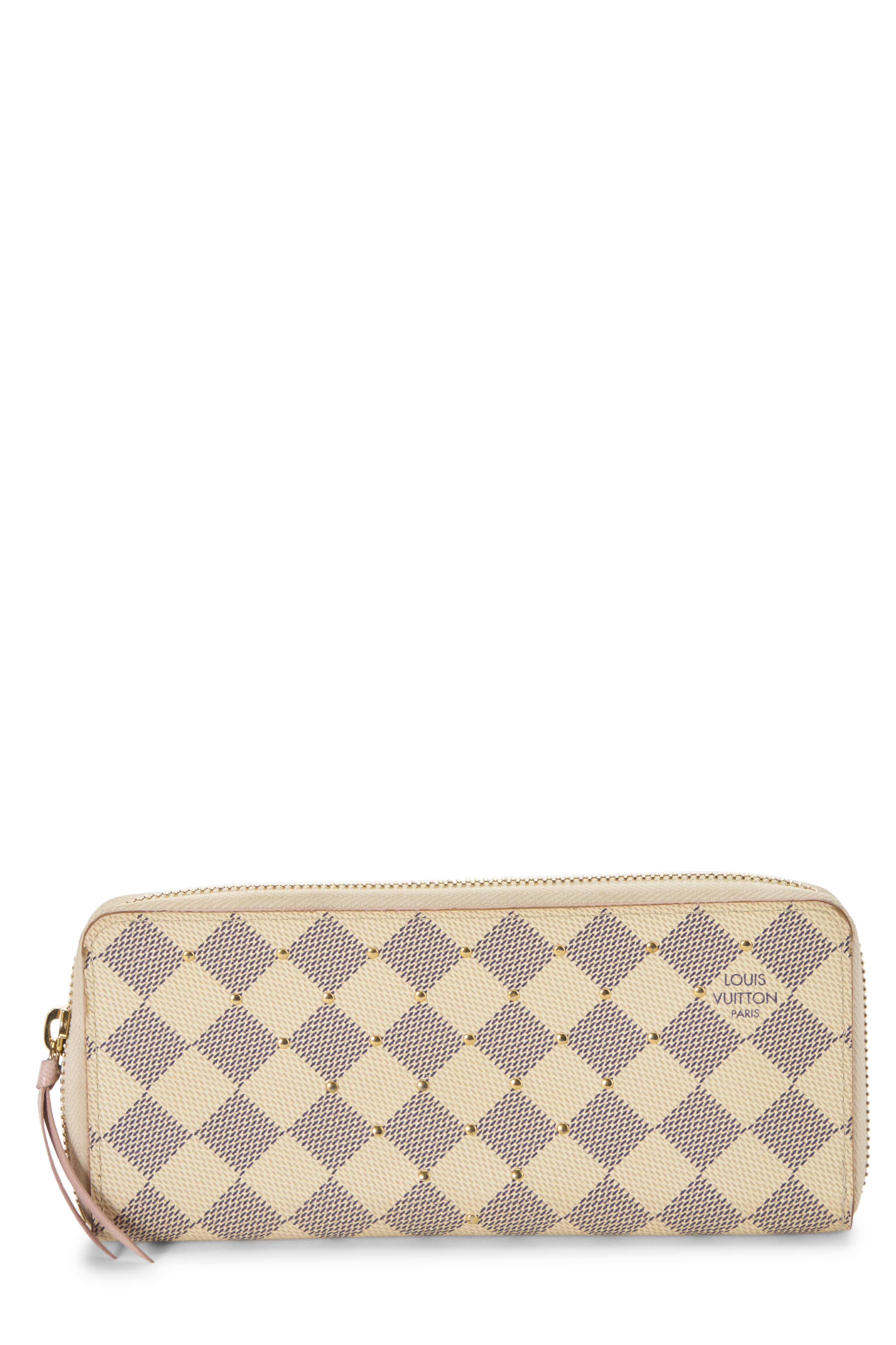 Women's Louis Vuitton Damier Azur Studded Clemence Wallet in Pink
