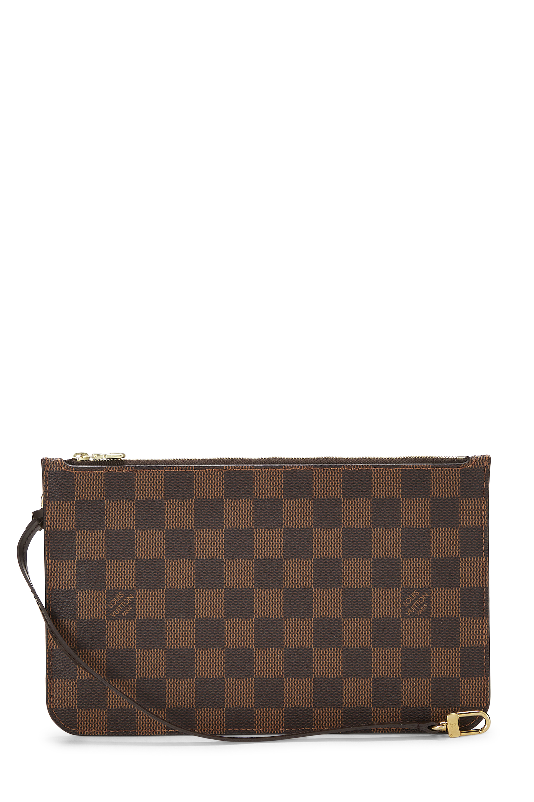 Women's Louis Vuitton Damier Ebene Neverfull Pouch in Brown MM