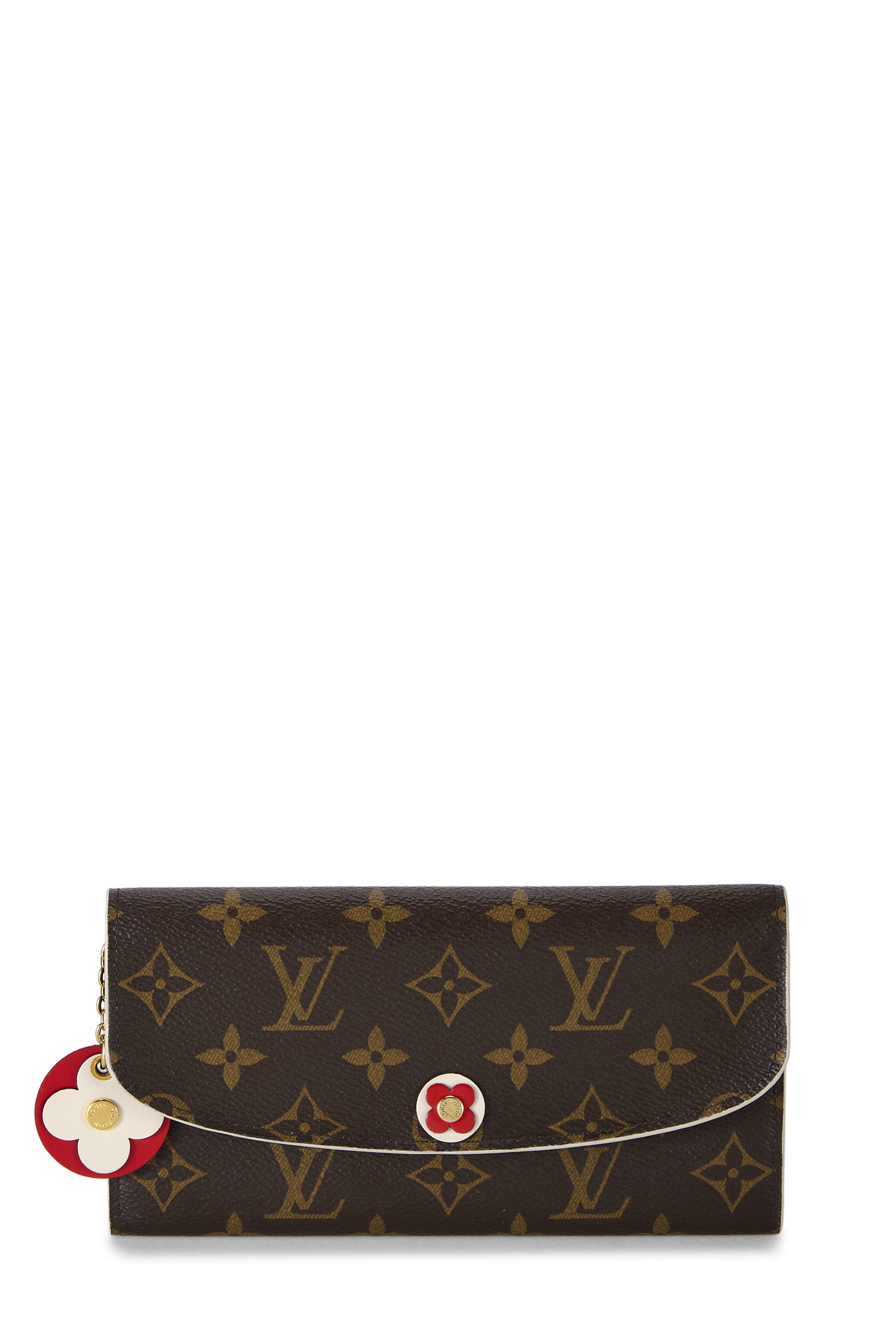 Women's Louis Vuitton Red Monogram Canvas Blooming Flowers Emilie Wallet in Red