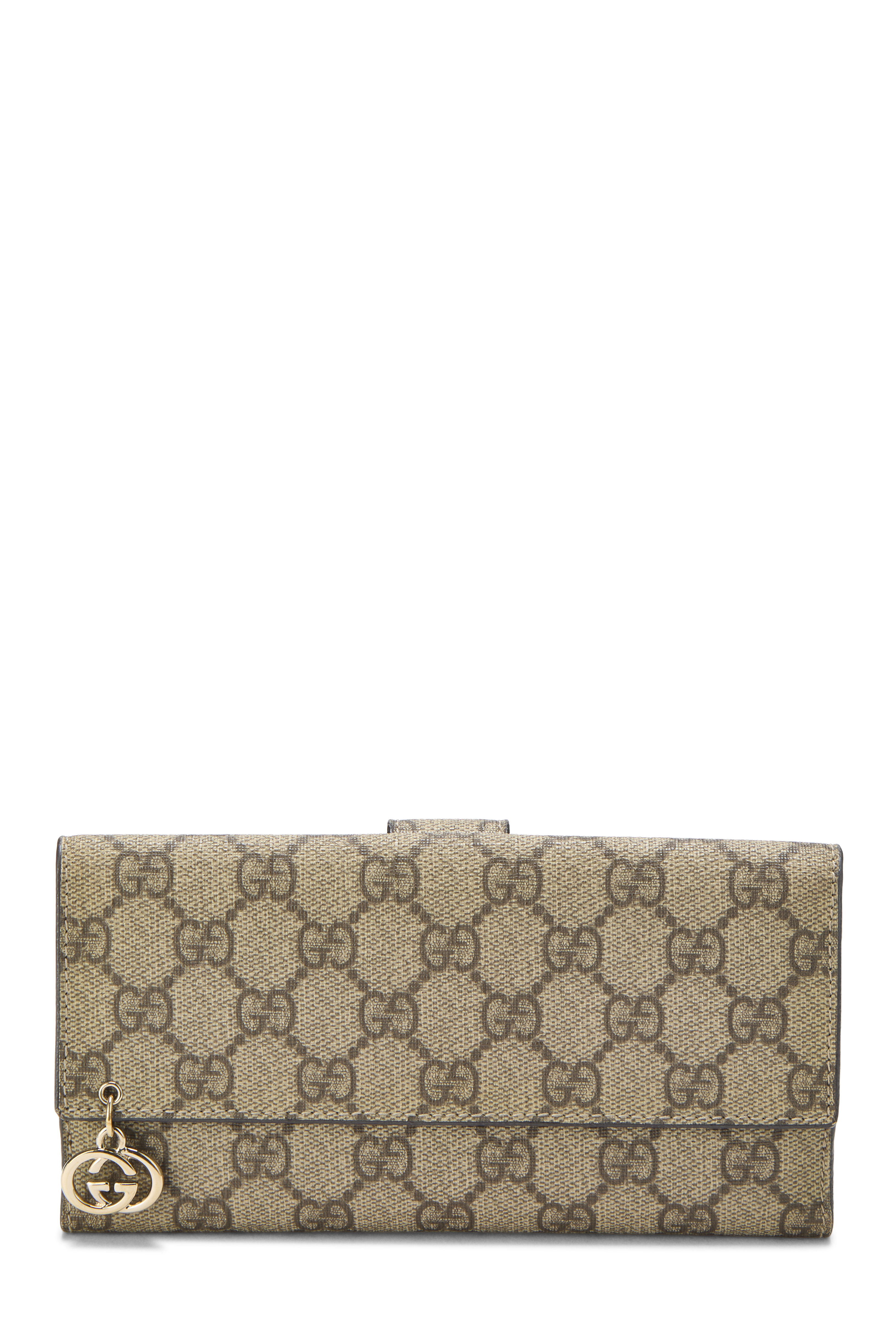 Women's Gucci Original GG Supreme Canvas Charm Wallet in Beige