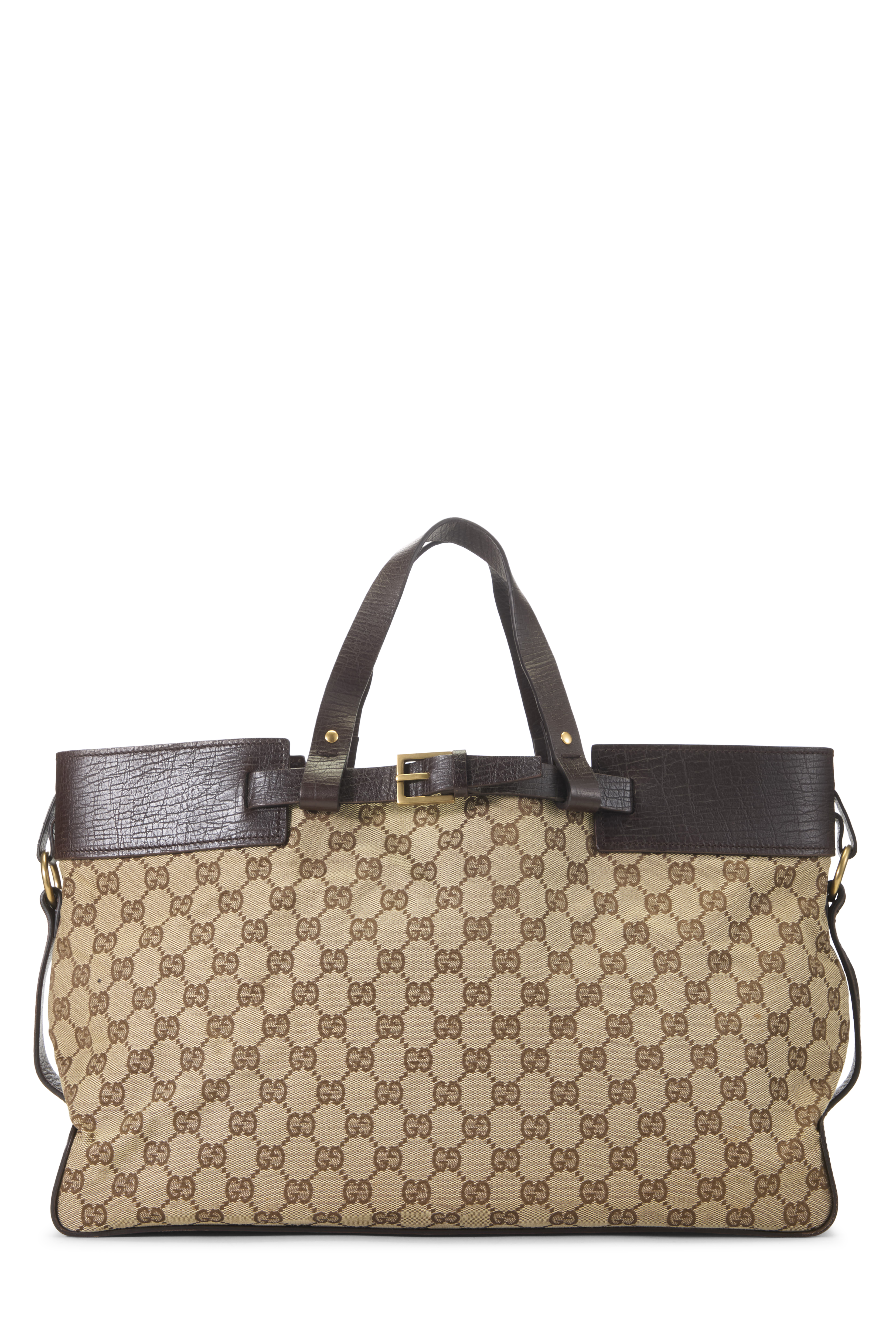 Women's Gucci Original GG Canvas Buckle Tote Large in Brown Large
