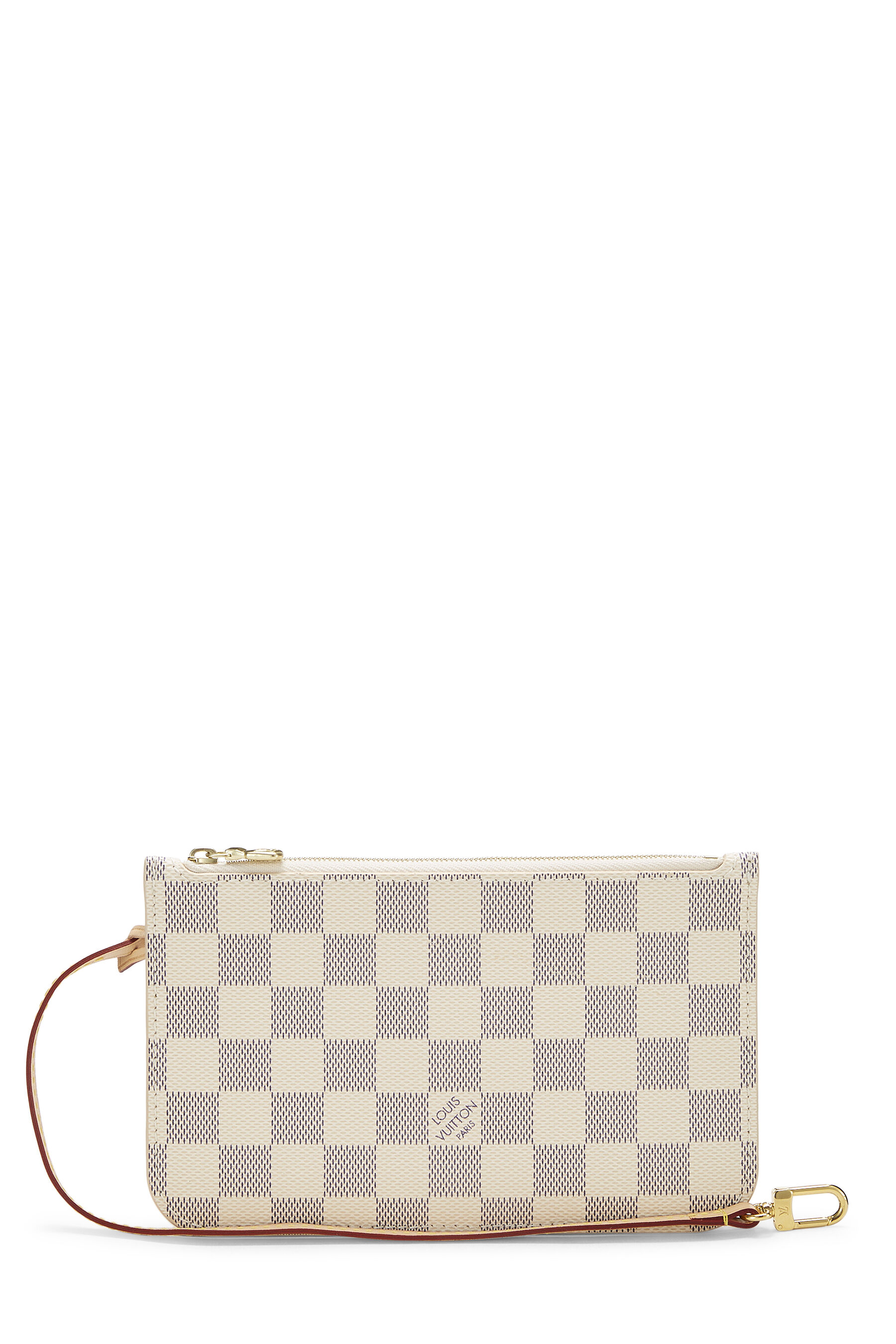 Women's Louis Vuitton Damier Azur Neverfull Pouch PM NM in White PM