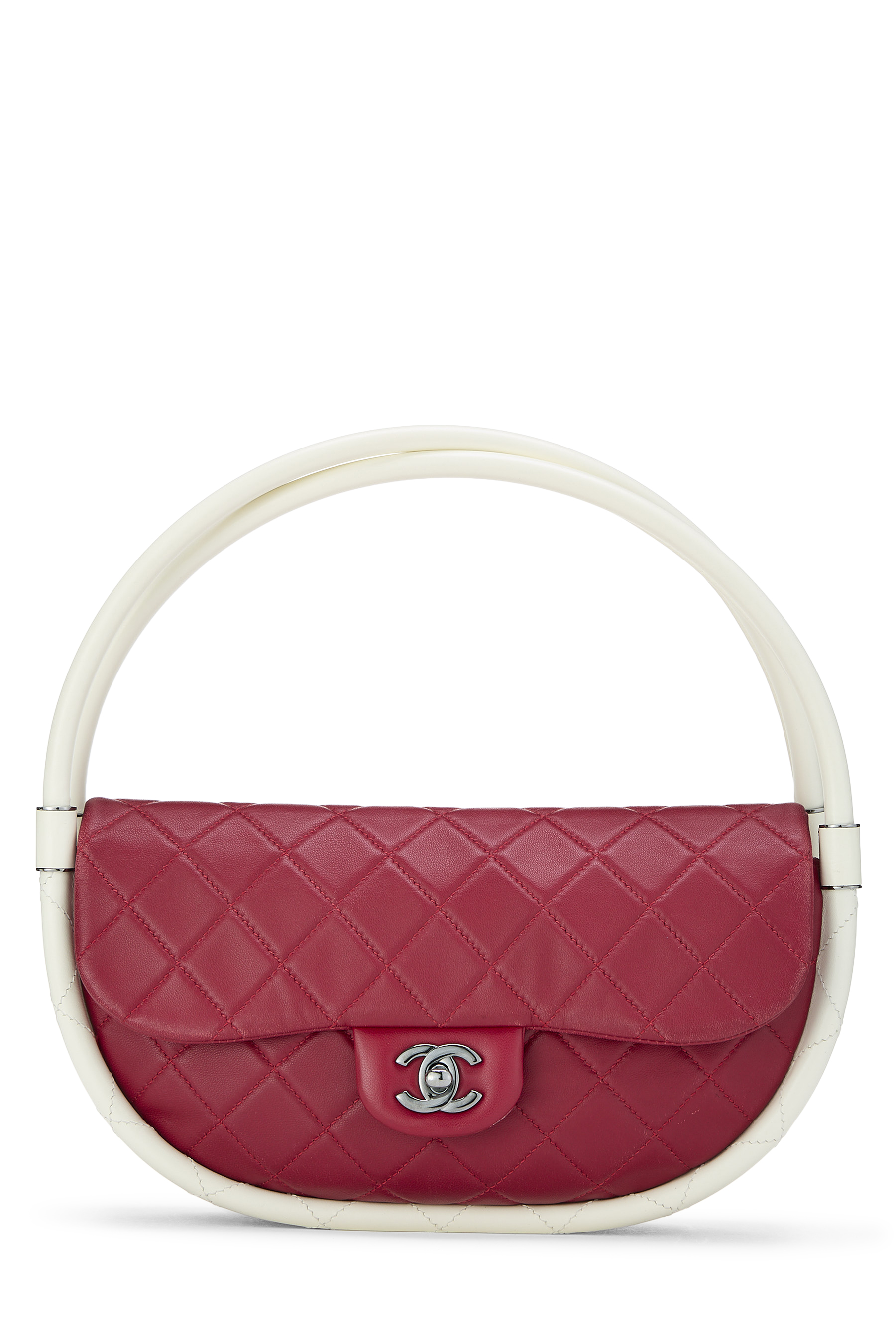 Women's Chanel Red Lambskin Hula Hoop Bag Mini in Red