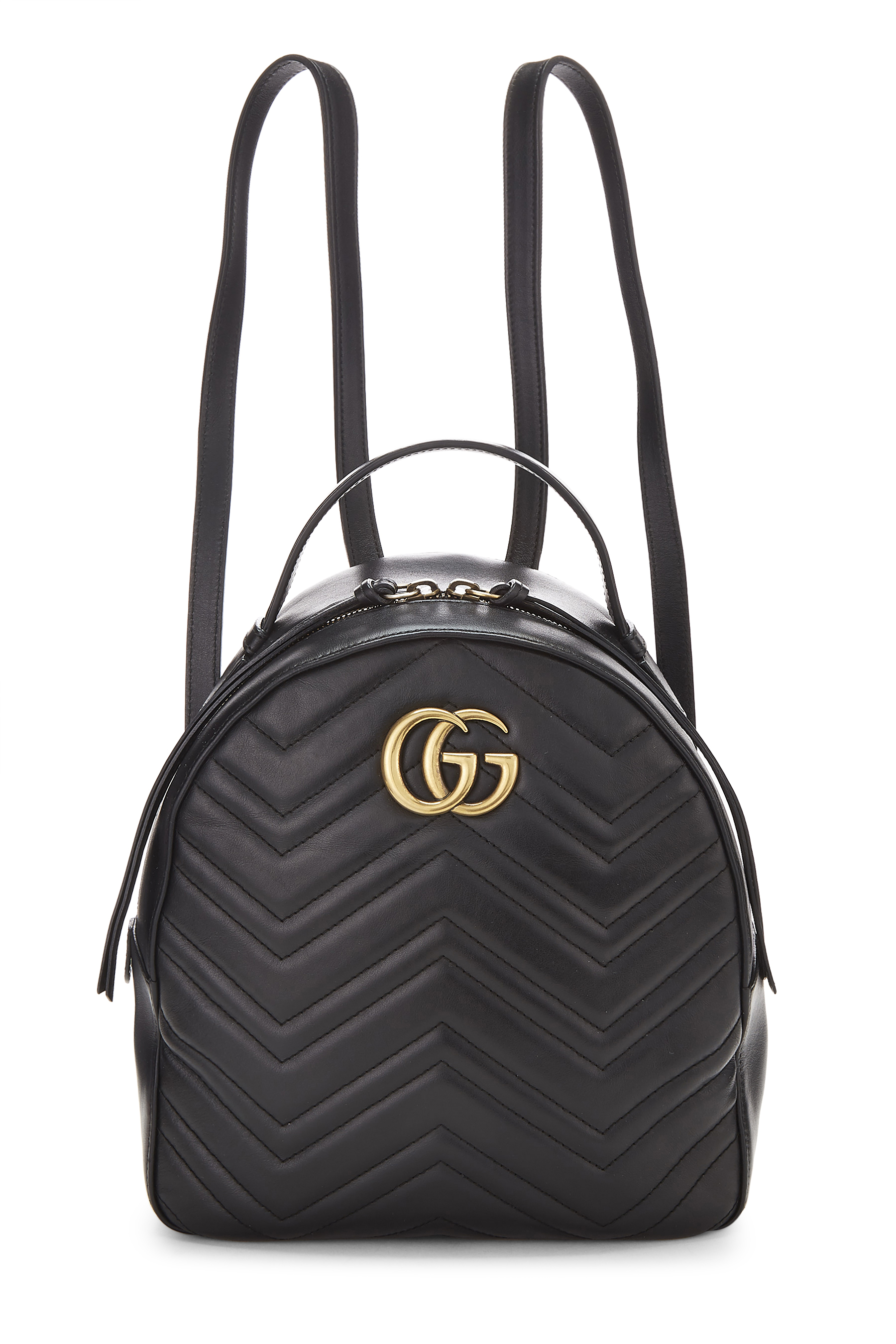 Women's Microfiber Gucci Black Leather GG Marmont Backpack in Black