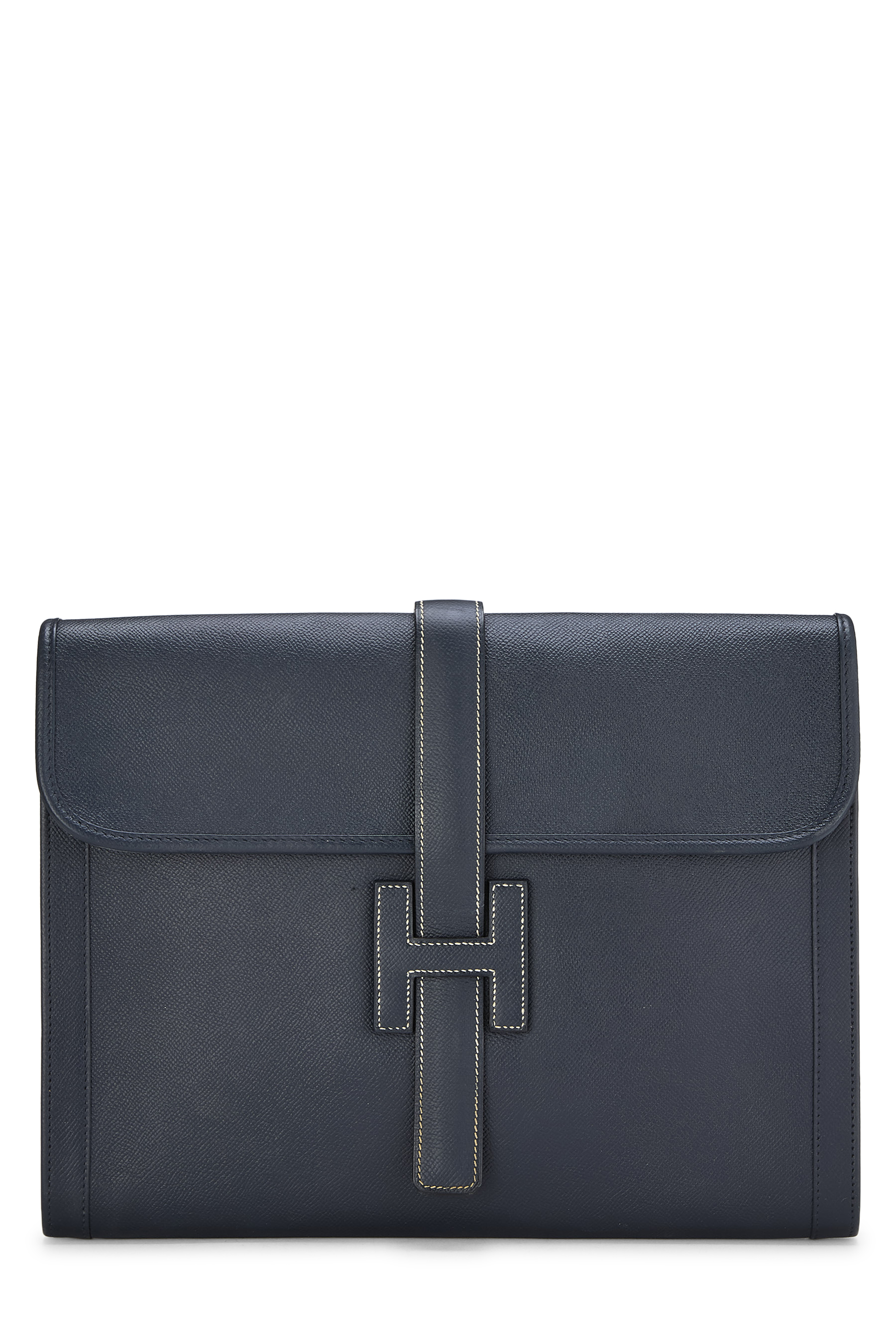 Women's Hermès Blue Navy Zanzibar Courchevel Jige GM in Navy GM