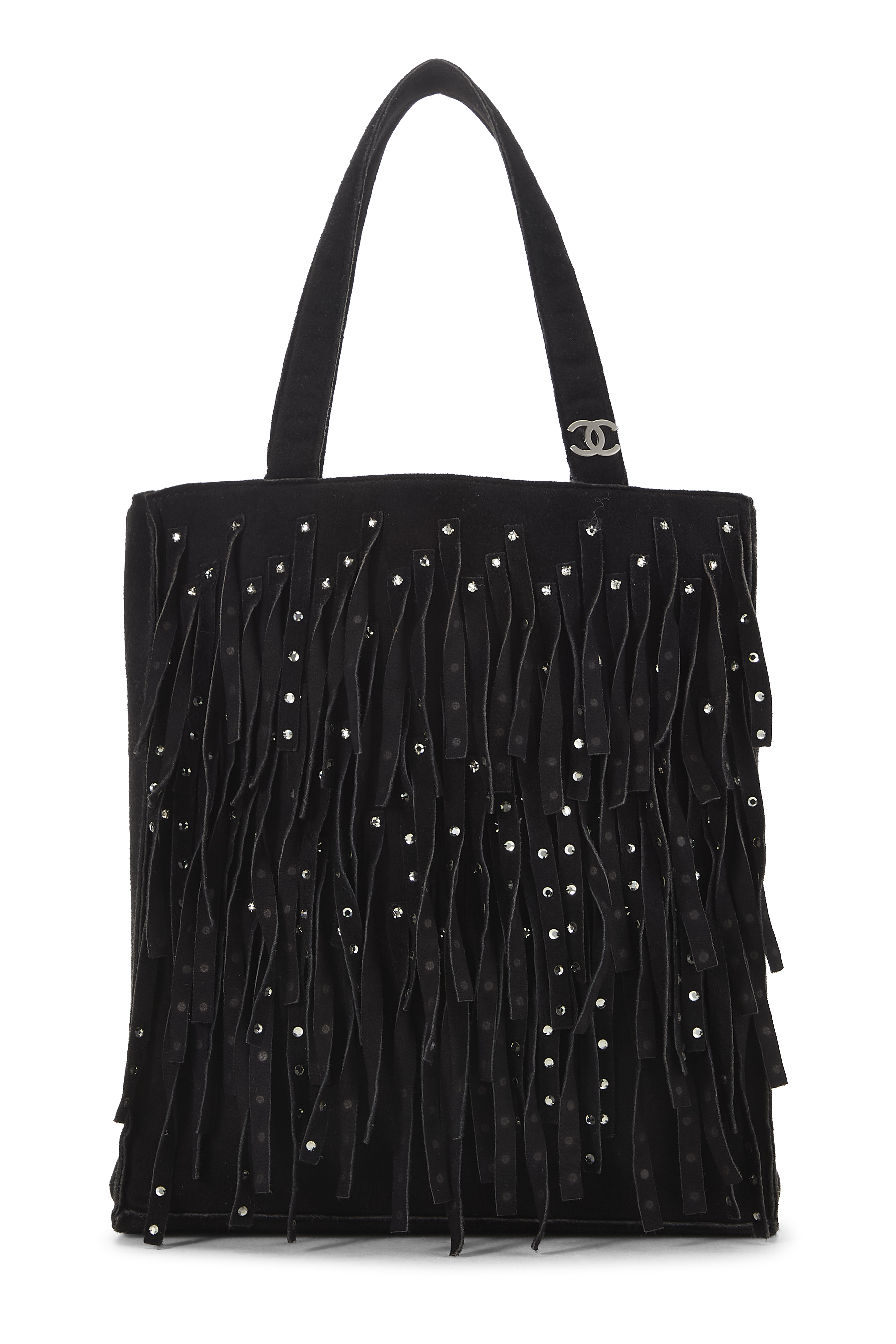 Women's Chanel Black Suede Fringe Handbag Mini in Black Mini