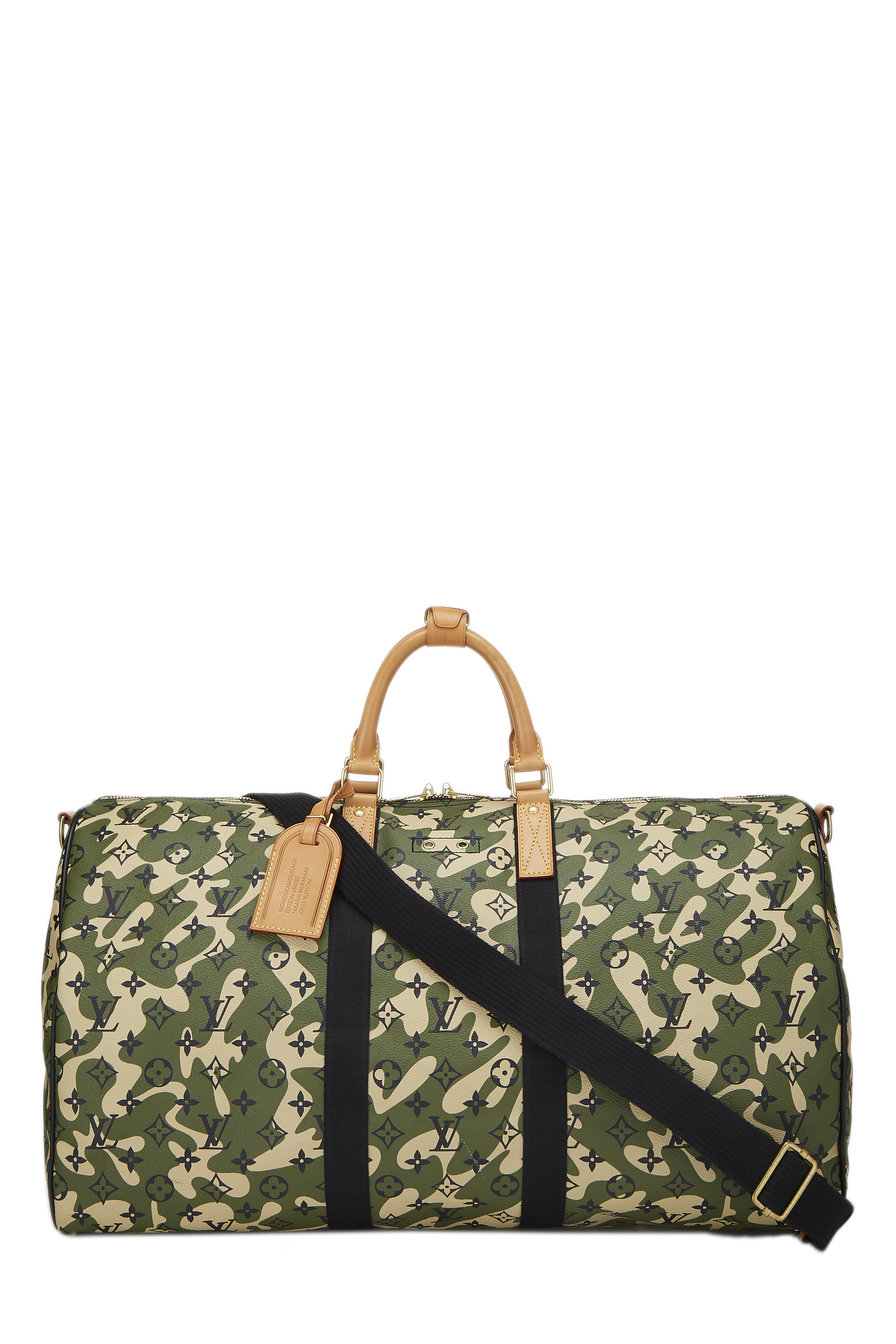 Women's Louis Vuitton Takashi Murakami x Louis Vuitton Monogramouflage Keepall Bandouliere 55 in Green