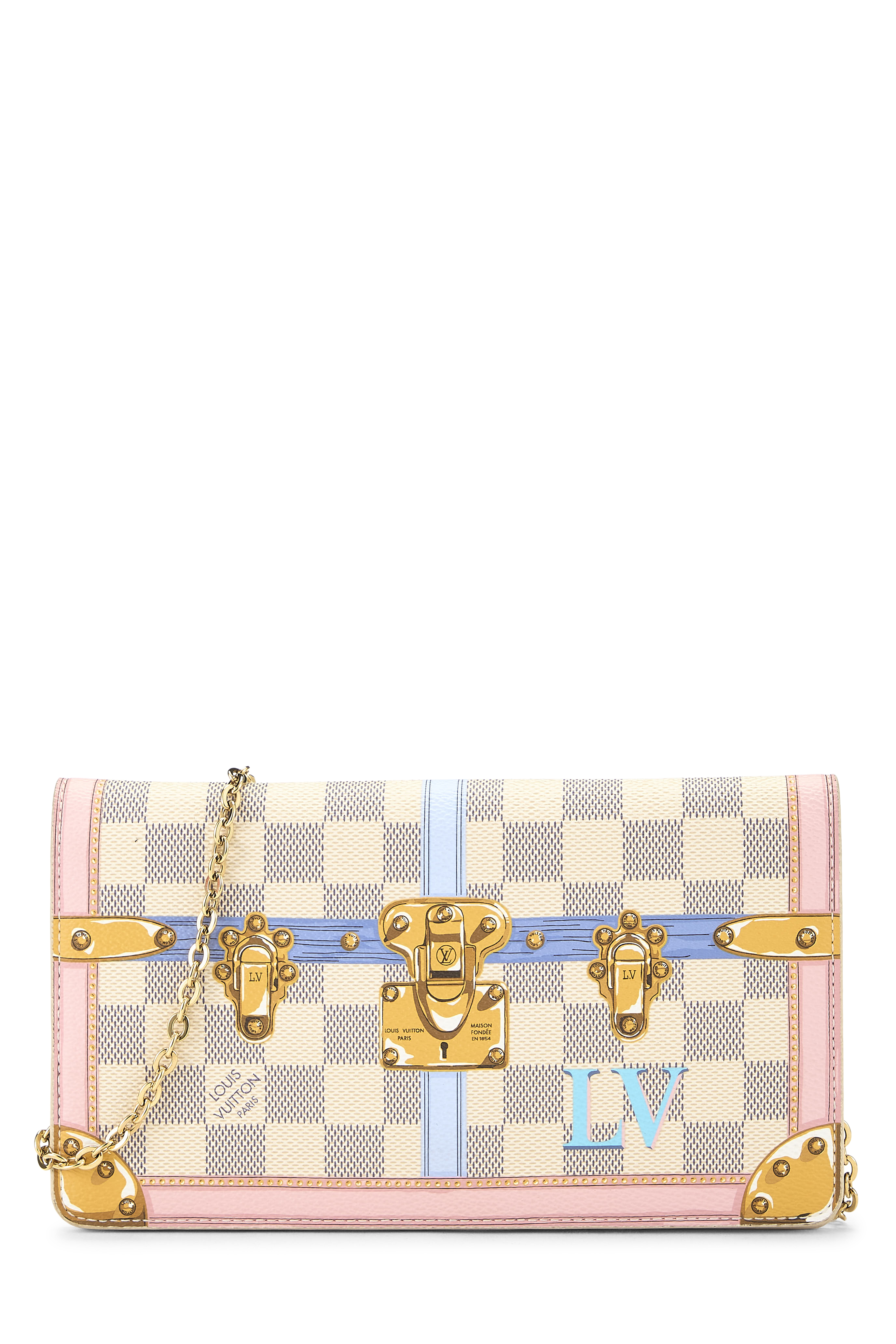 Women's Louis Vuitton Damier Azur Trunk Pochette Weekend in Brown