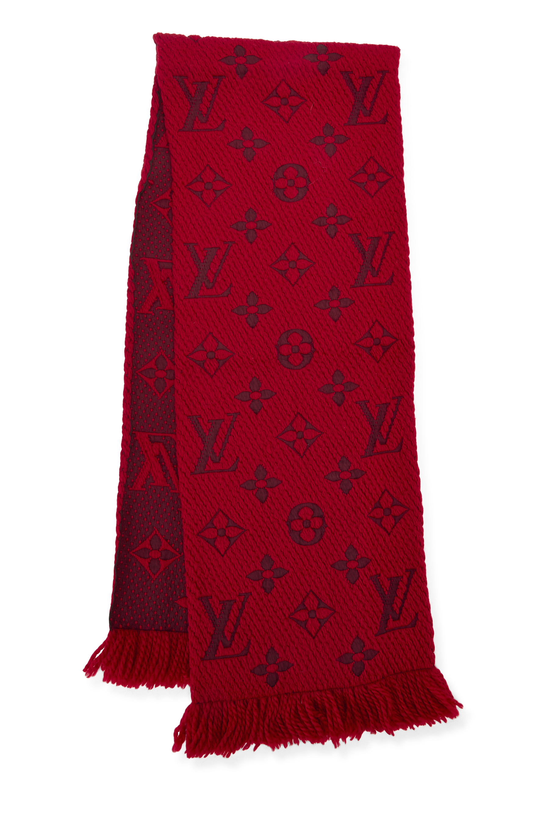 Women's Louis Vuitton Red Wool Logomania Scarf in Red