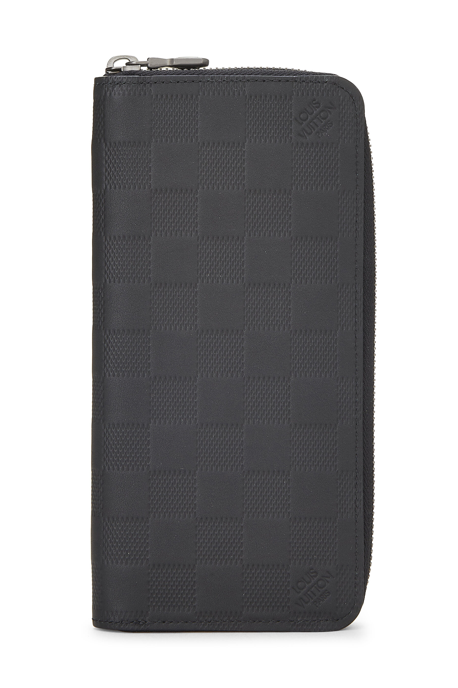 Women's Louis Vuitton Black Damier Infini Zippy Vertical Wallet in Black
