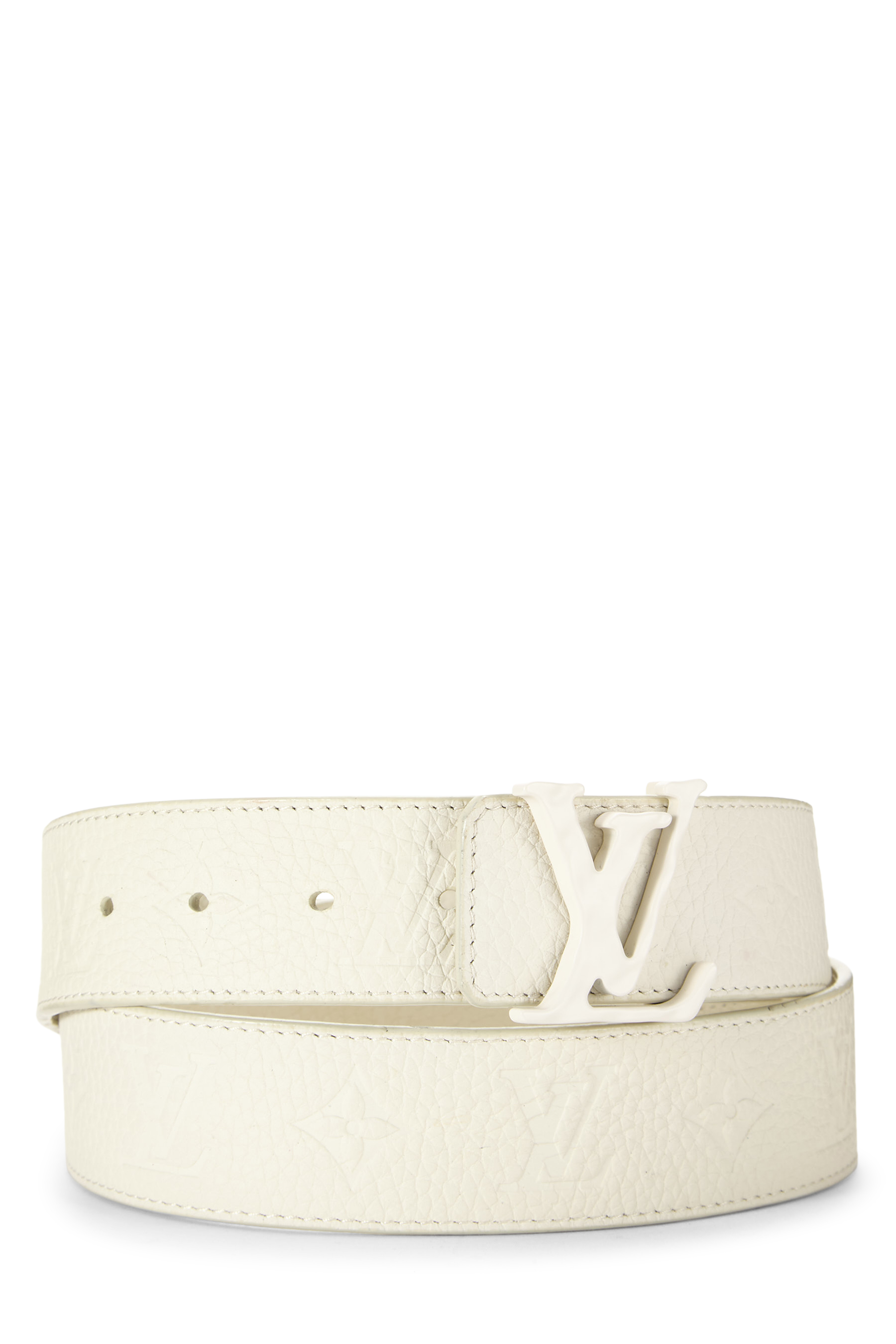 Women's Louis Vuitton White Taurillon Initials Reversible Belt 95 in White
