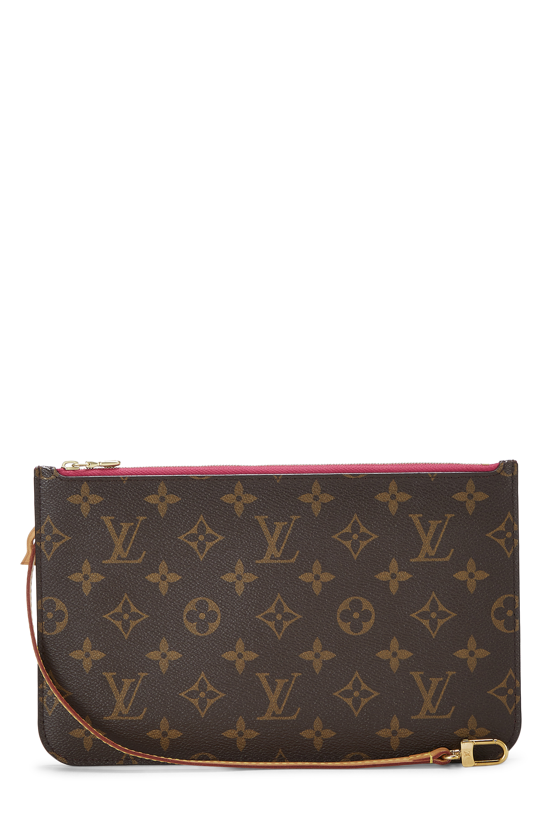 Women's Louis Vuitton Monogram Canvas Neverfull Pouch MM NM in Pink MM