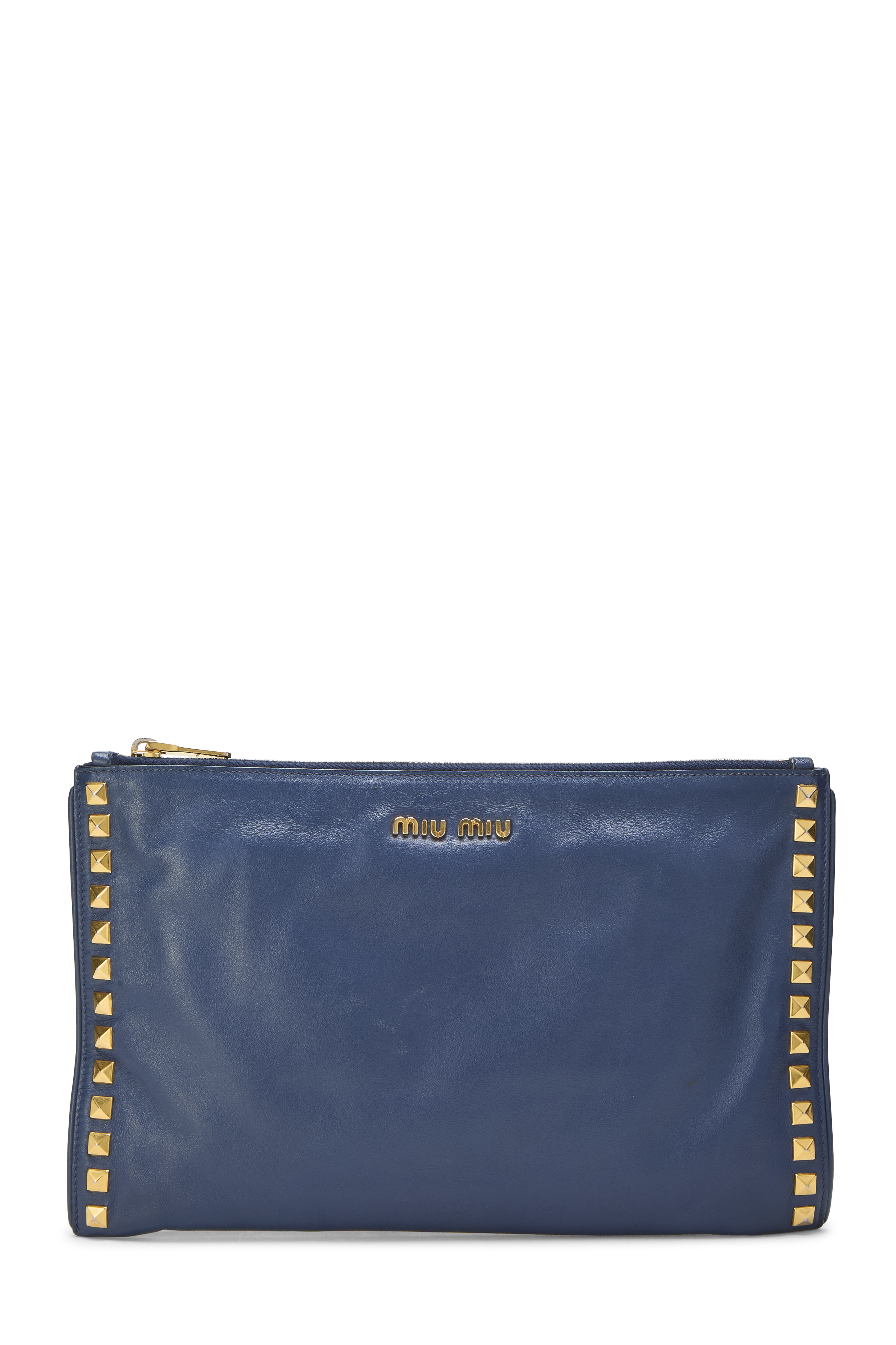 Women's Miu Miu Navy Studded Calfskin Clutch in Navy