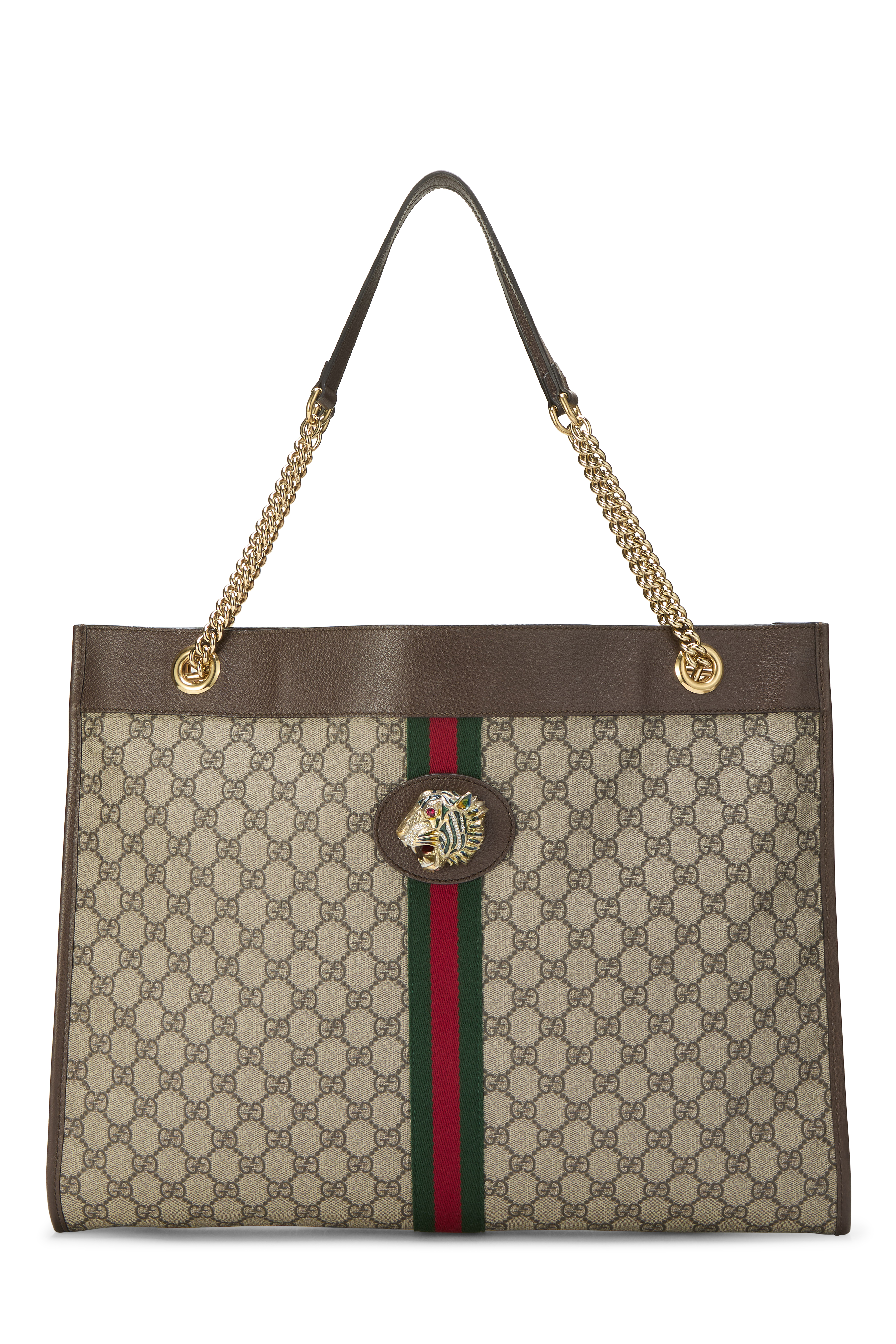Women's Gucci Original GG Supreme Canvas Web Rajah Tote Large in Brown Large
