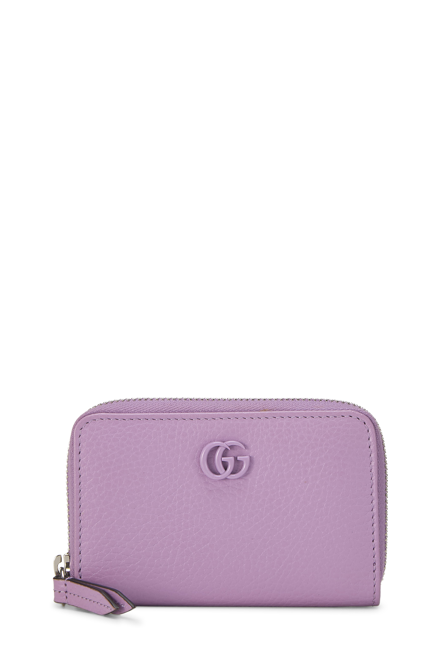 Women's Gucci Purple Leather GG Marmont Zip Around Card Case in Purple