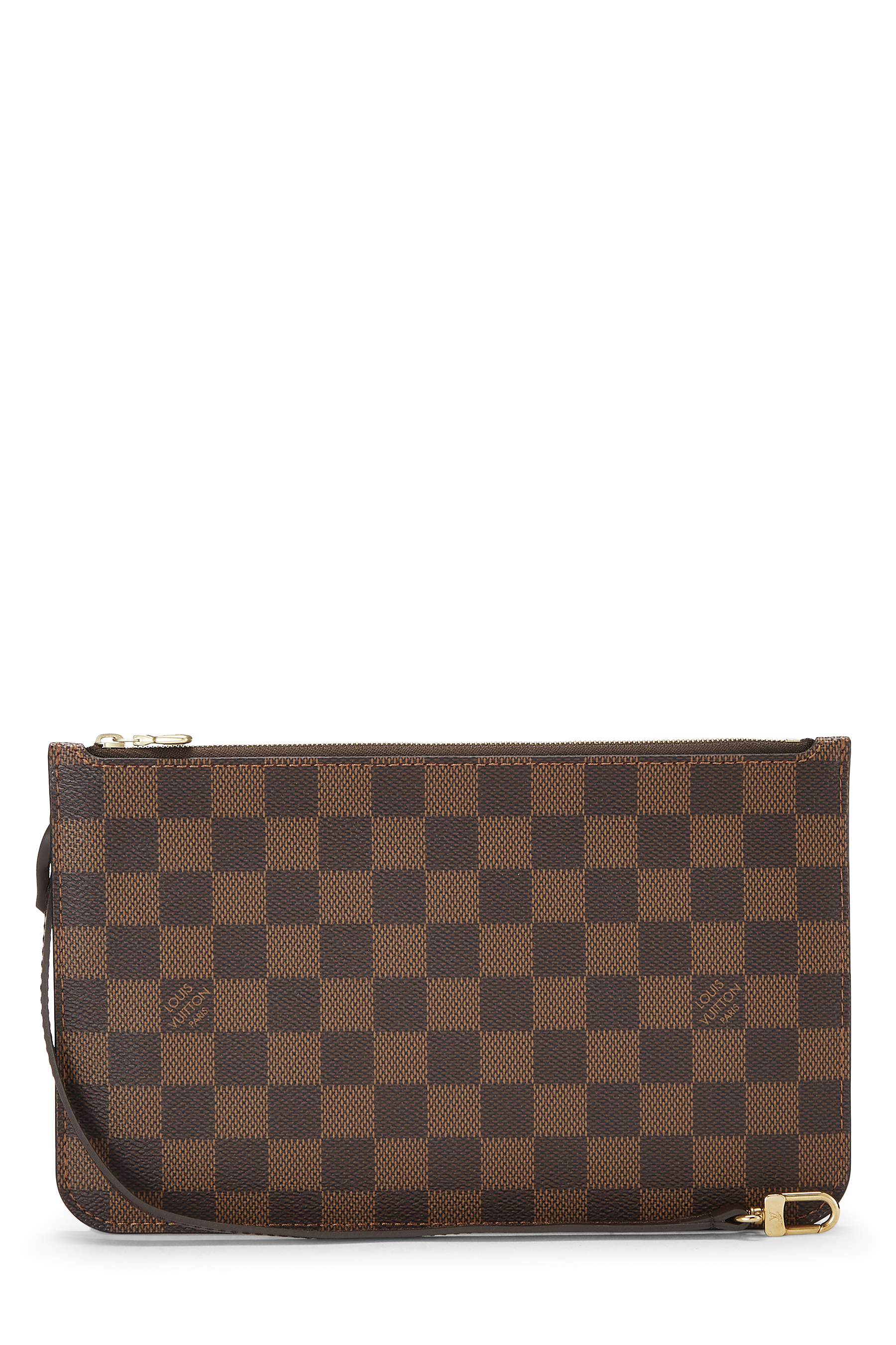 Women's Louis Vuitton Damier Ebene Neverfull Pouch in Brown MM