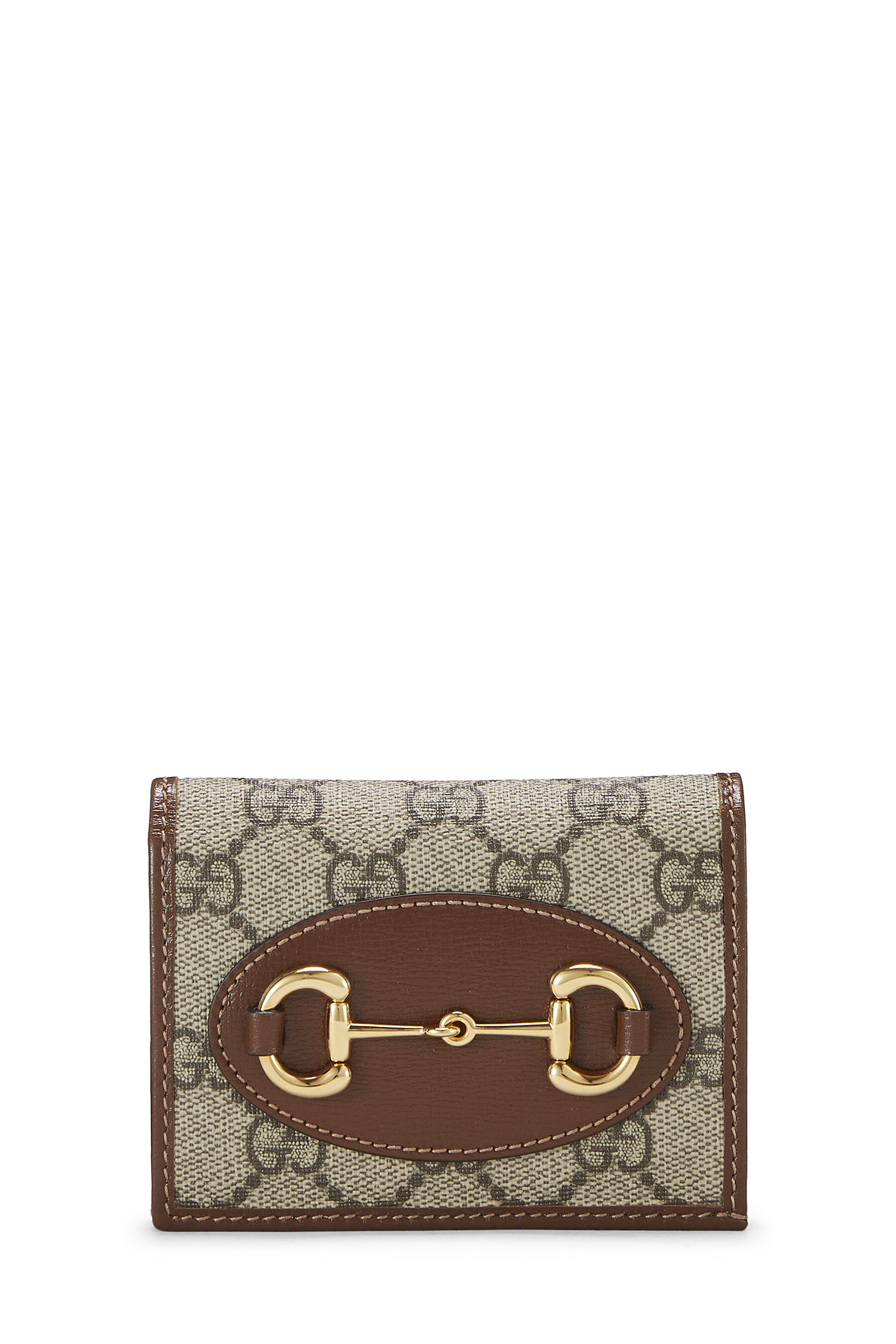 Women's Gucci Brown GG Supreme Canvas Horsebit Compact Wallet in Brown