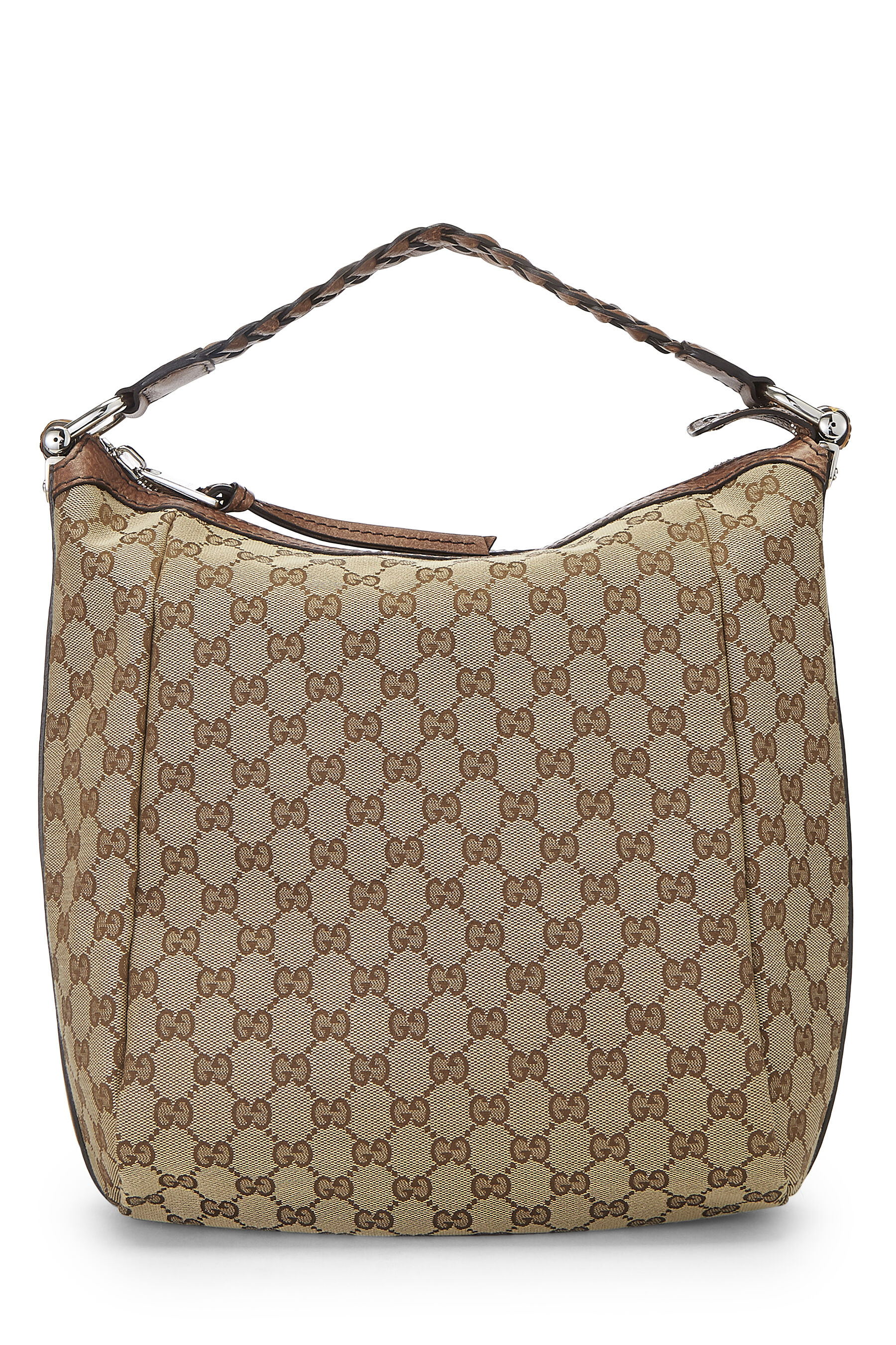 Women's Gucci Original GG Canvas Bamboo Braided Hobo in Brown