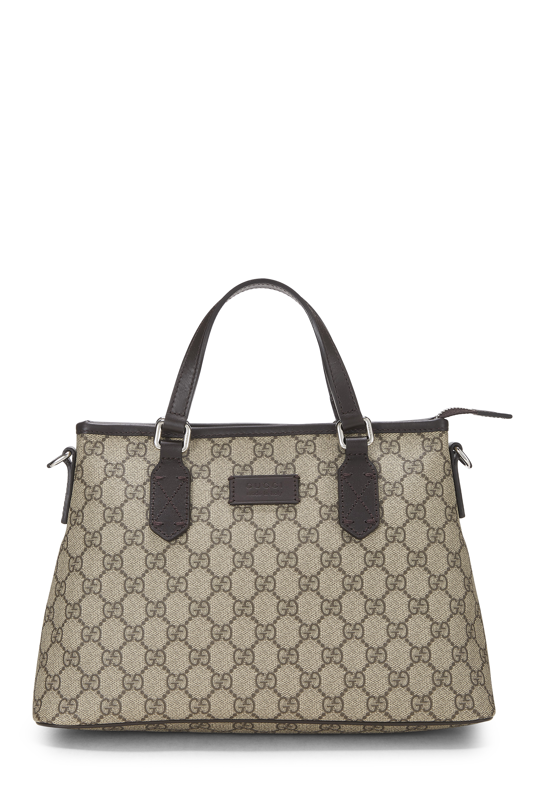 Women's Gucci Brown GG Supreme Canvas Zip Tote in Brown