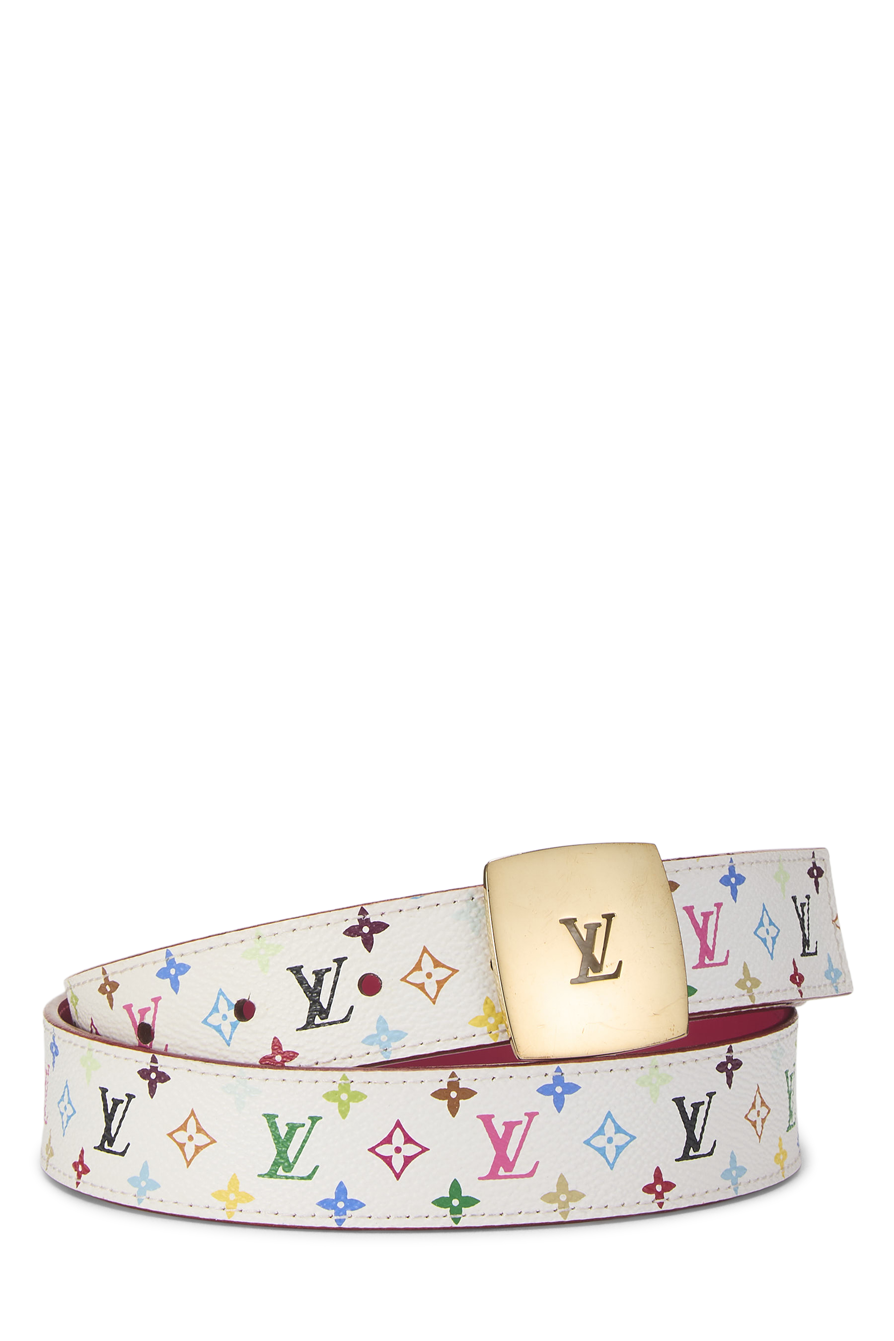Women's Louis Vuitton Takashi Murakami X Louis Vuitton White Monogram Multicolore Ceinture 85 in White