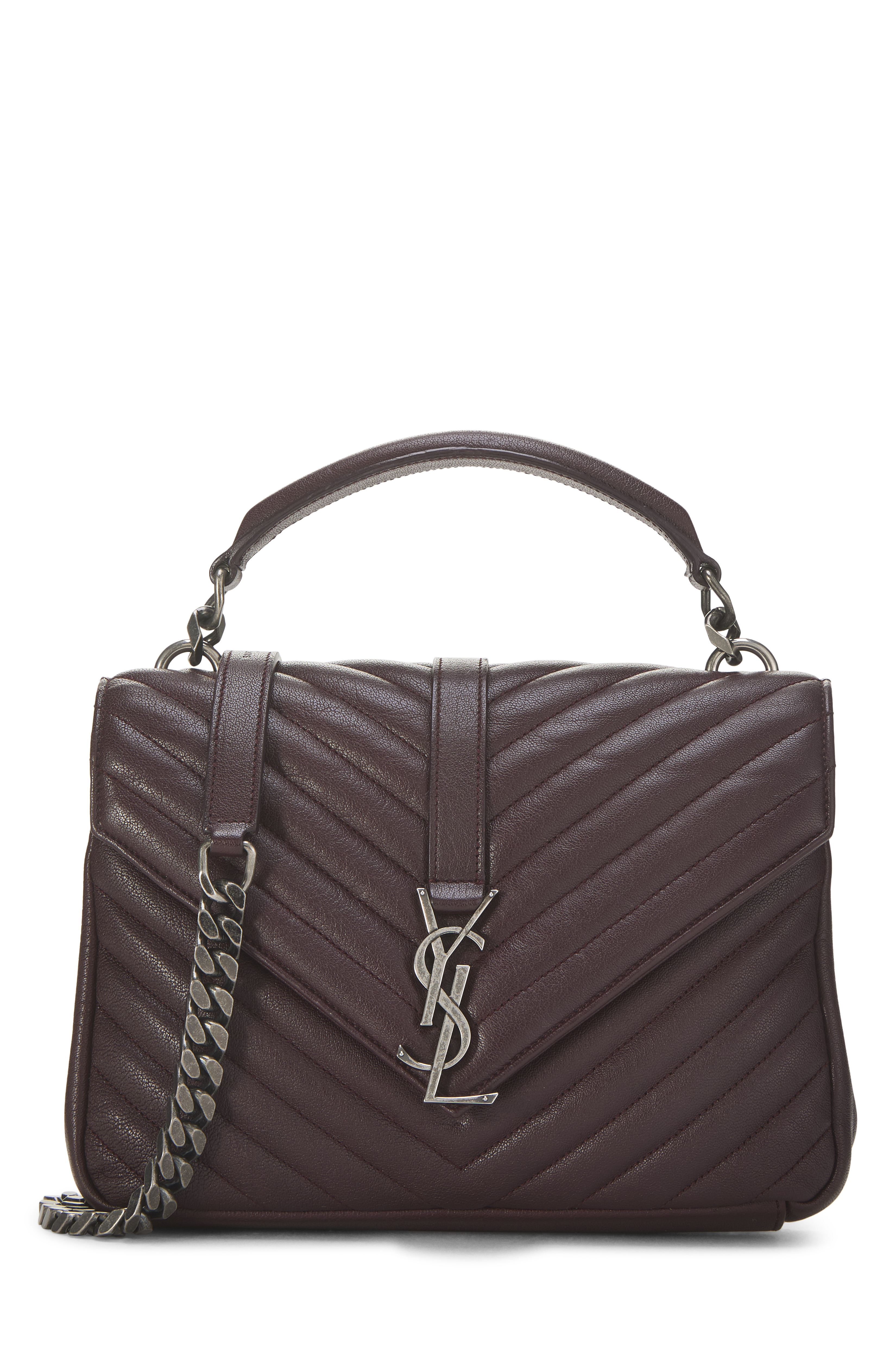 Women's YSL Burgundy Chevron Leather College Medium in Burgundy Medium