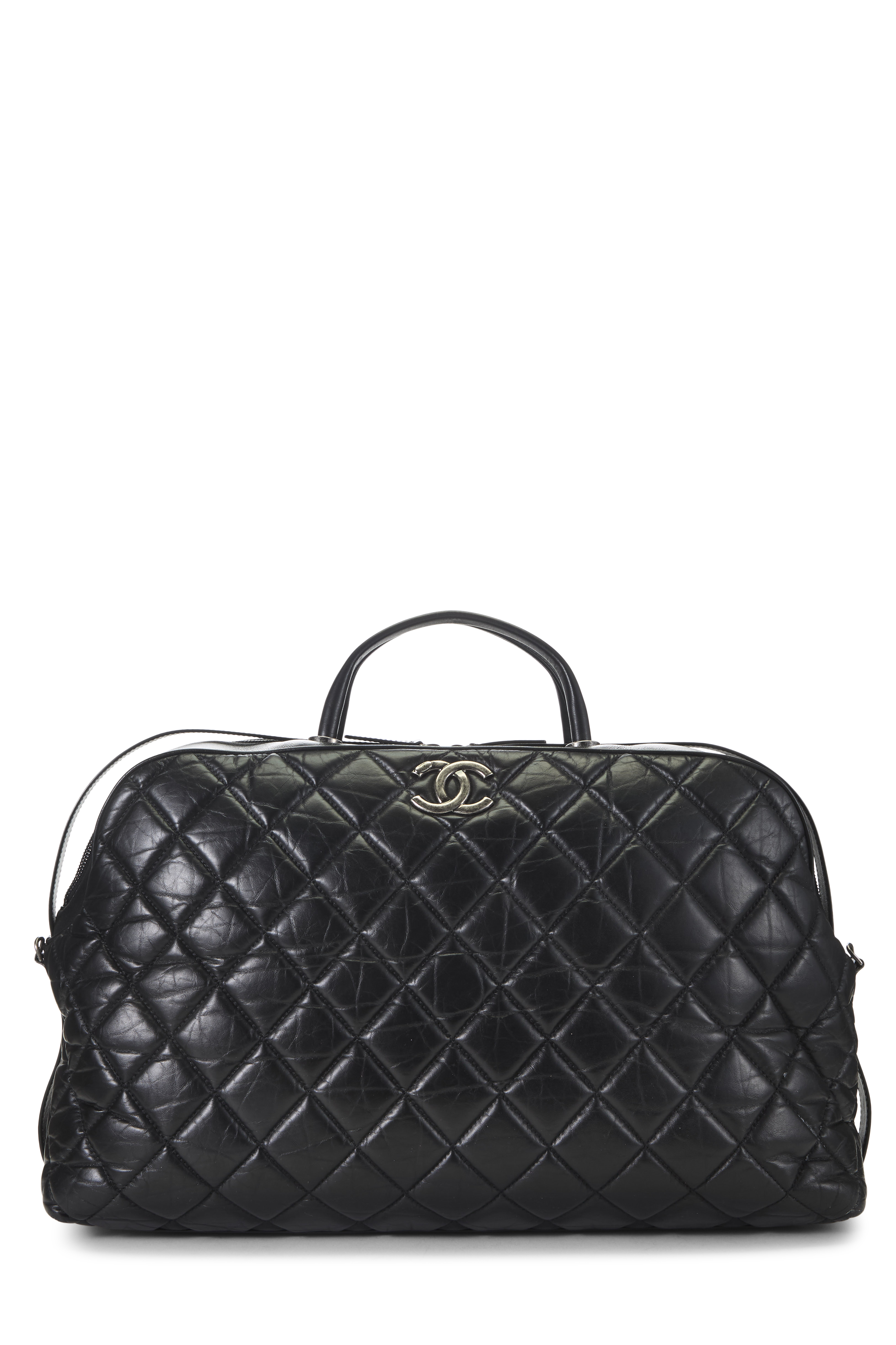 Women's Chanel Black Quilted Calfskin Bowler Large in Black Large