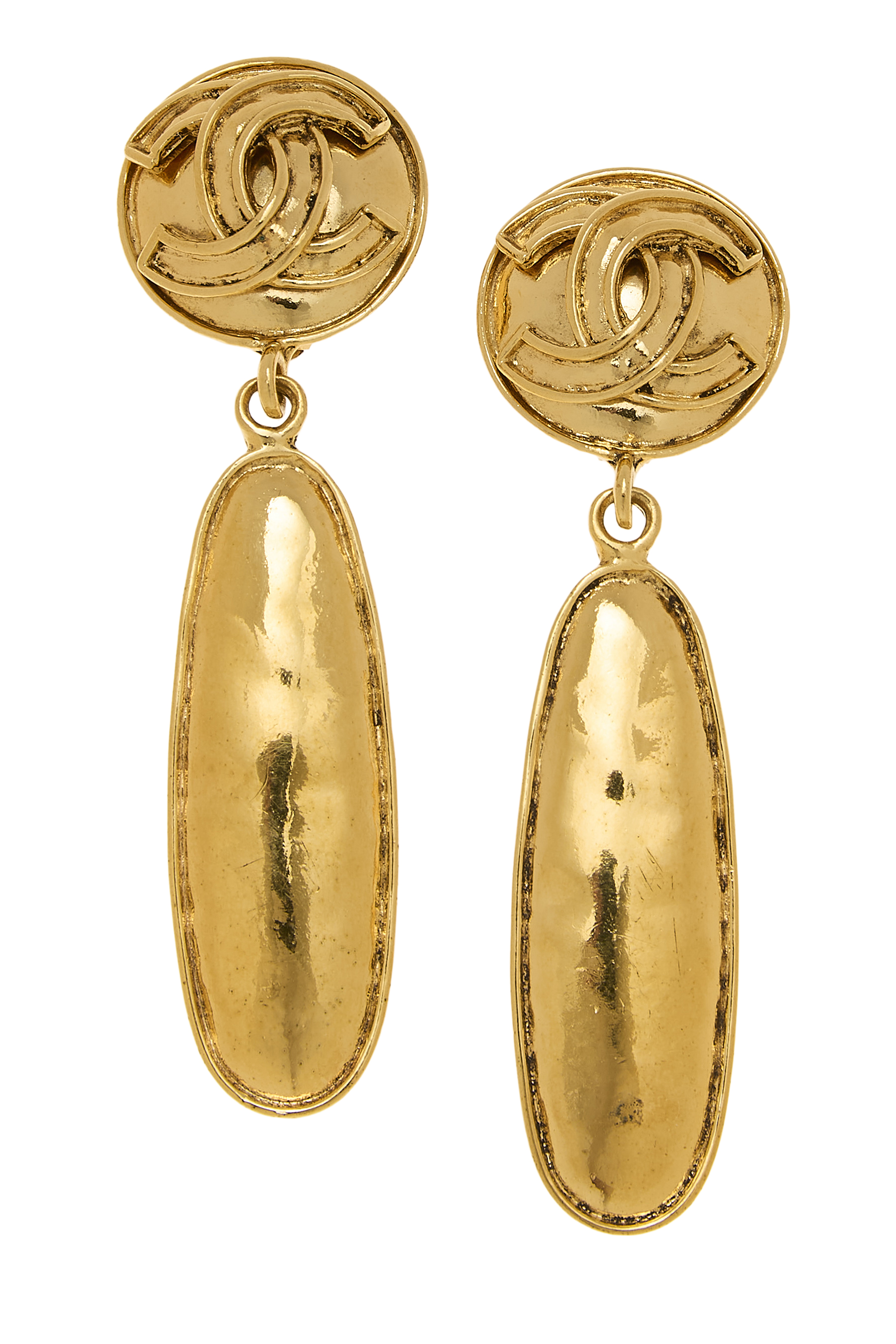 Women's Chanel Gold 'CC' Circle Dangle Earrings in Gold