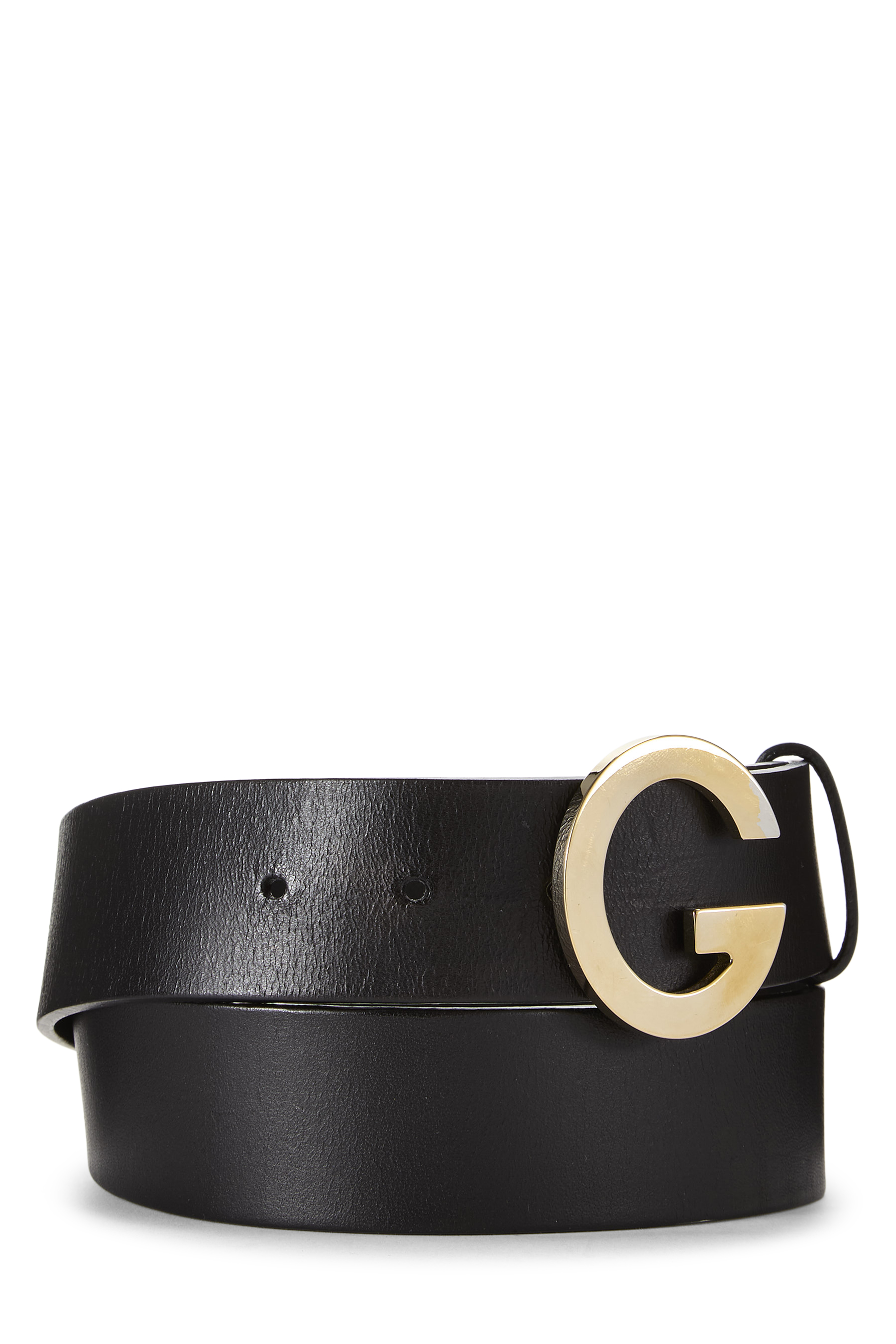 Women's Gucci Black Leather G Buckle Belt 85 in Black