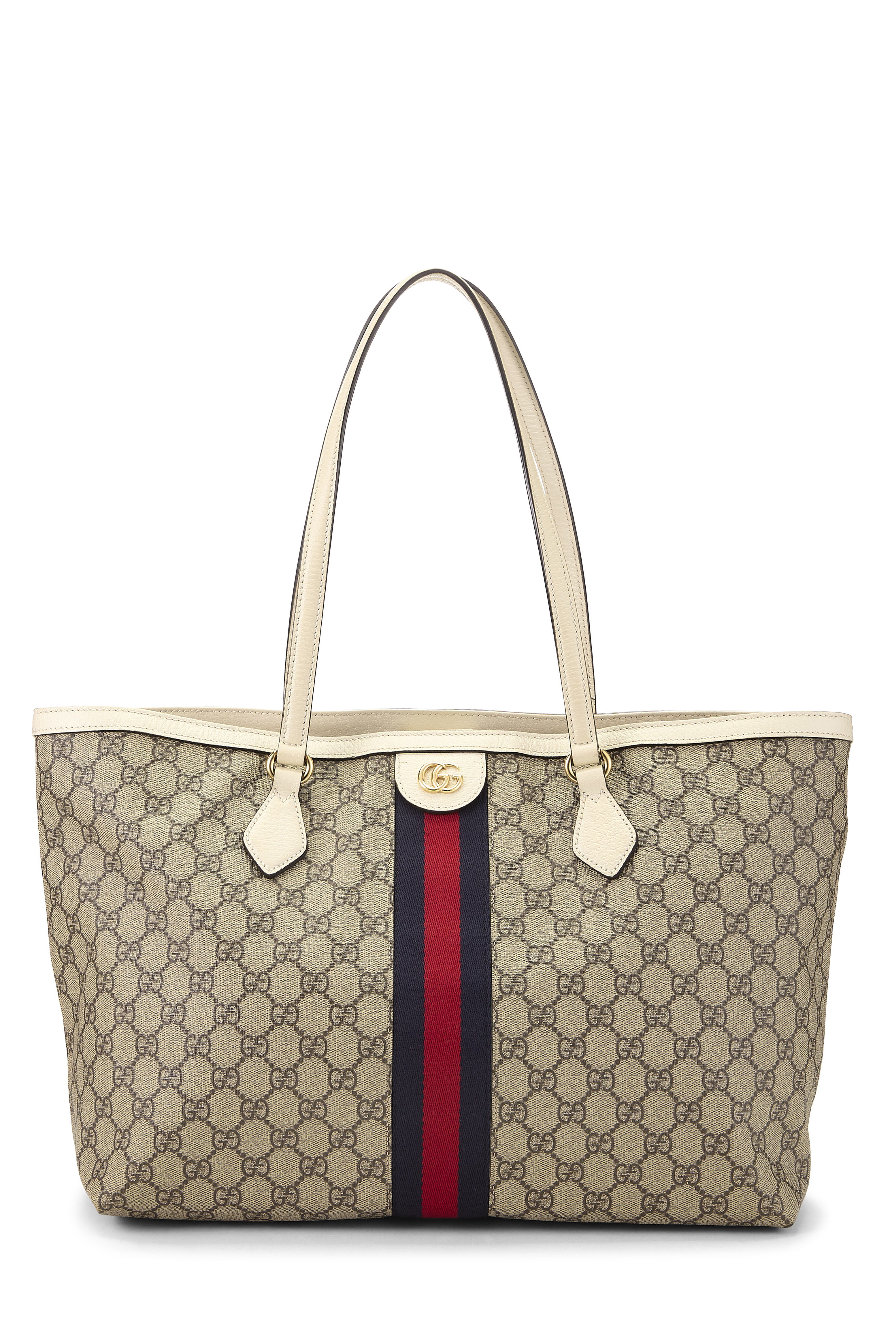 Women's Gucci White GG Supreme Canvas Ophidia Tote Medium in White Medium