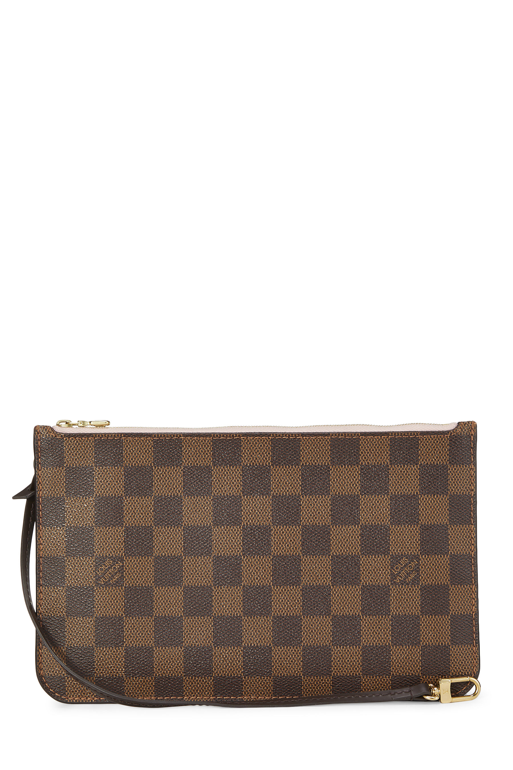Women's Louis Vuitton Damier Ebene Neverfull Pouch in Pink MM