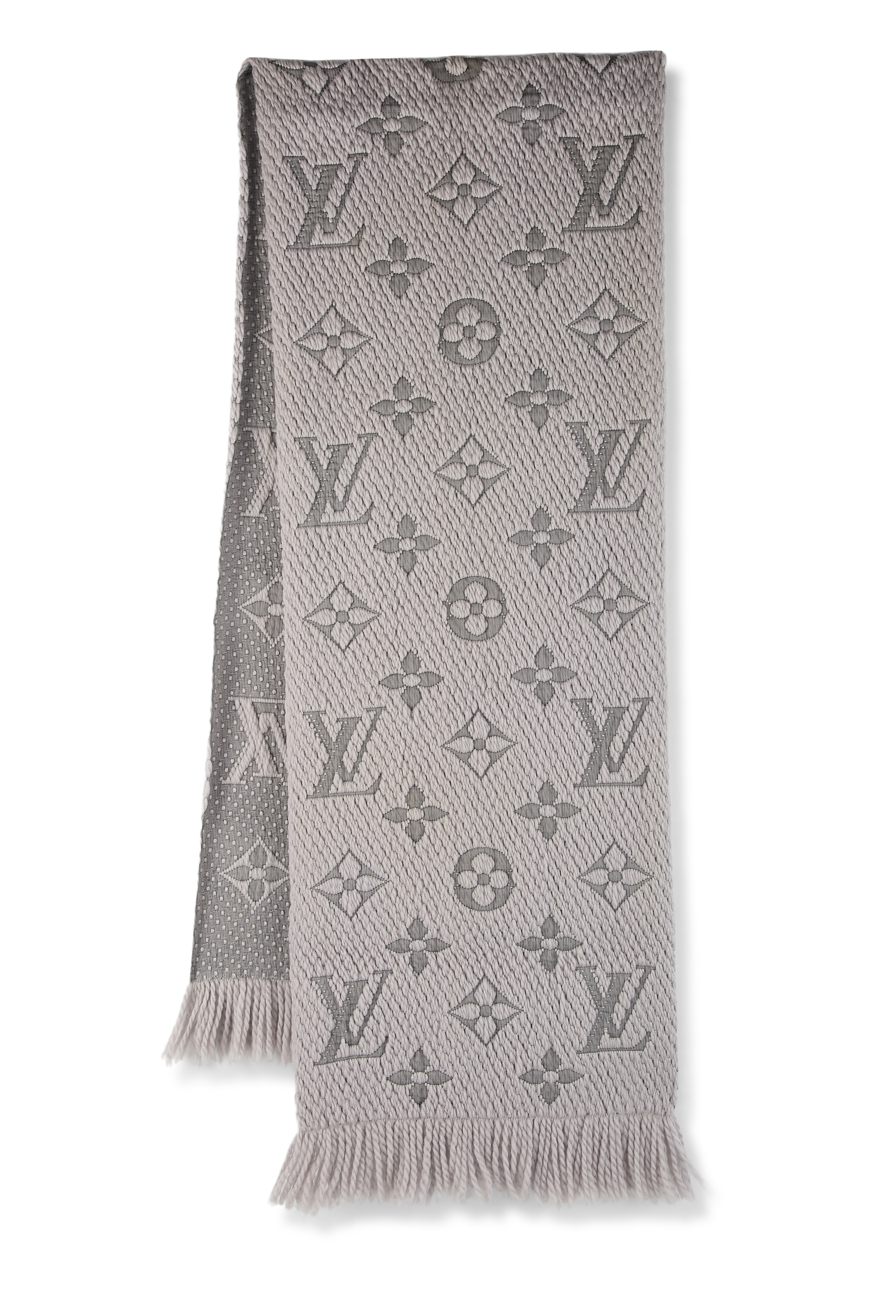 Women's Louis Vuitton Grey Wool Logomania Scarf in Grey