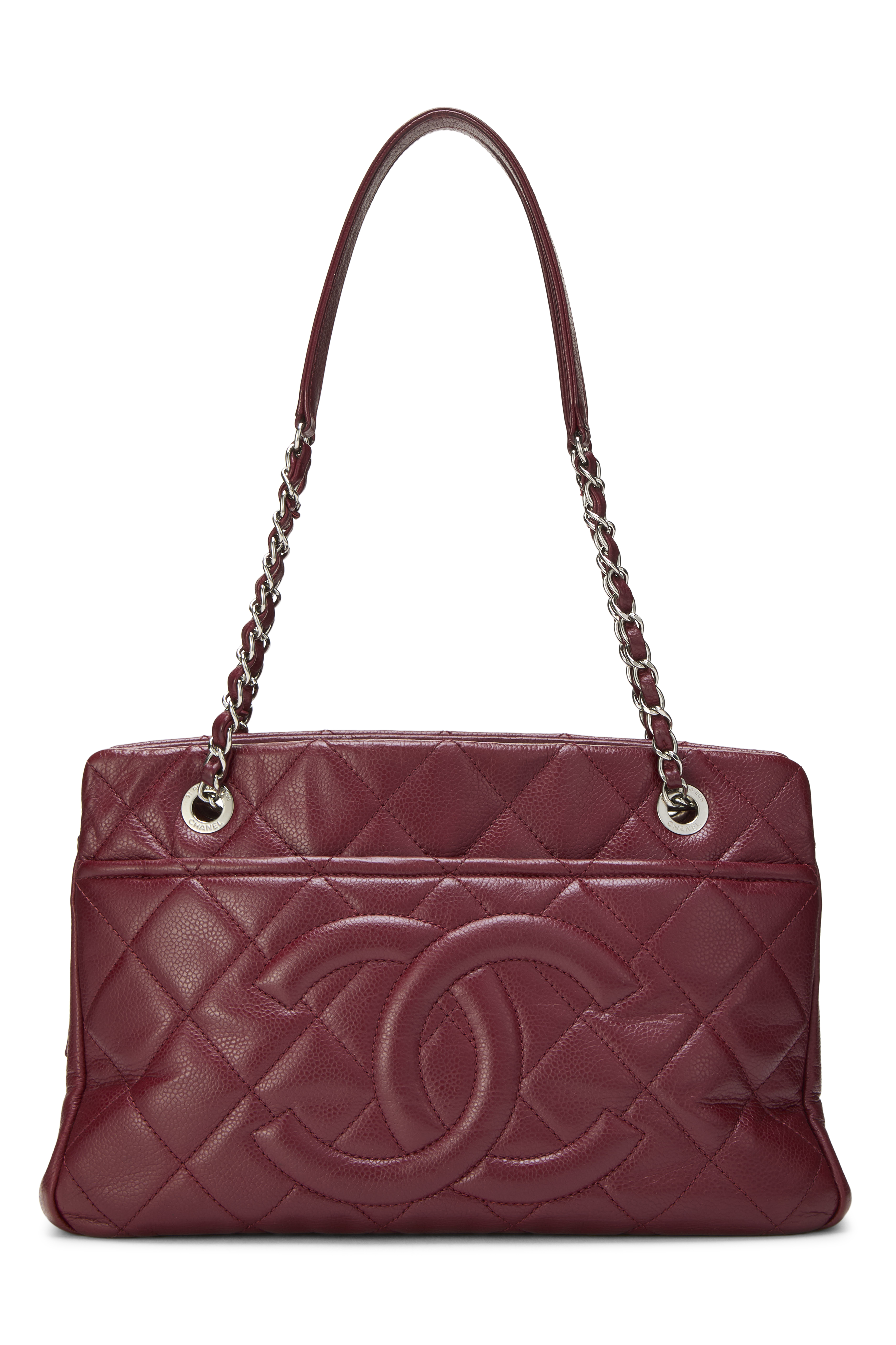 Women's Chanel Burgundy Caviar Timeless 'CC' Tote Medium in Red Medium