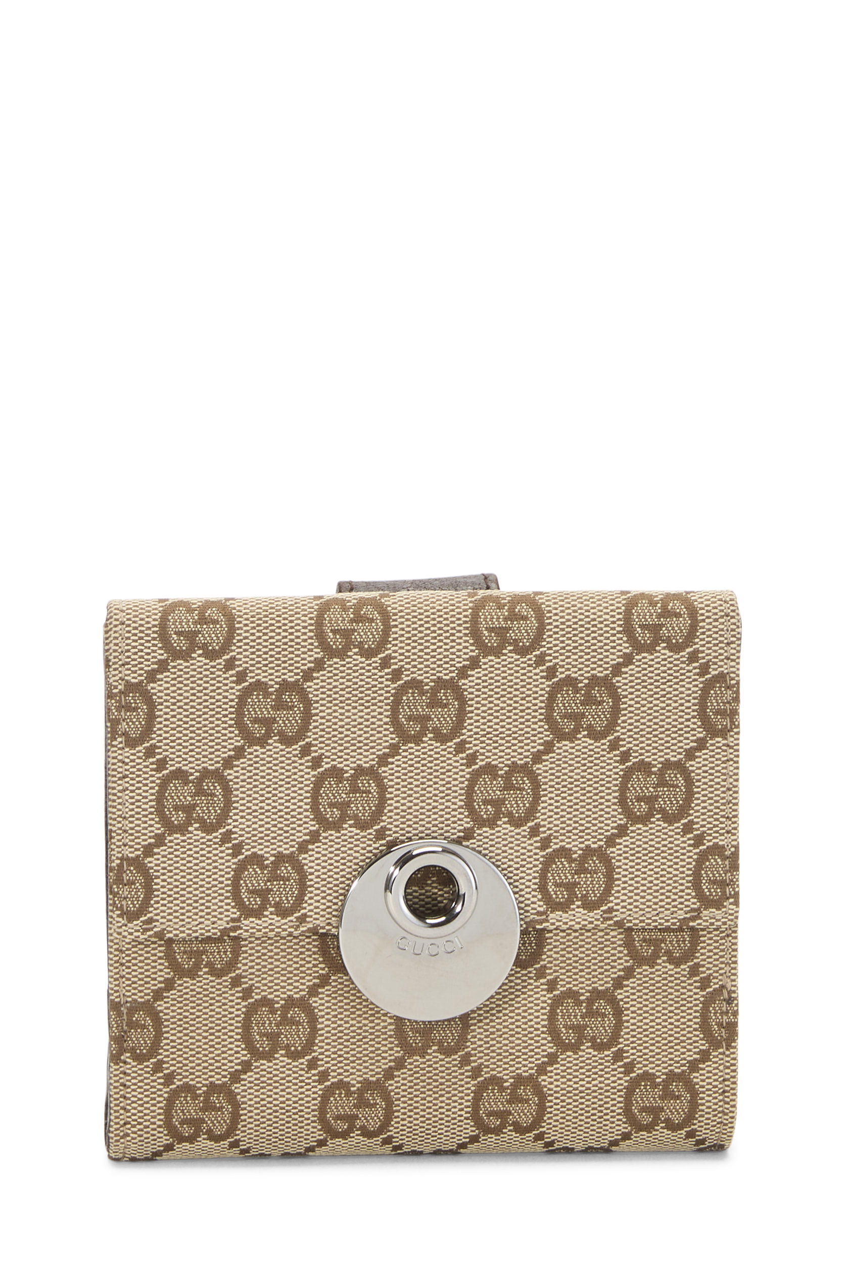 Women's Gucci Original GG Canvas Eclipse Compact Wallet in Brown