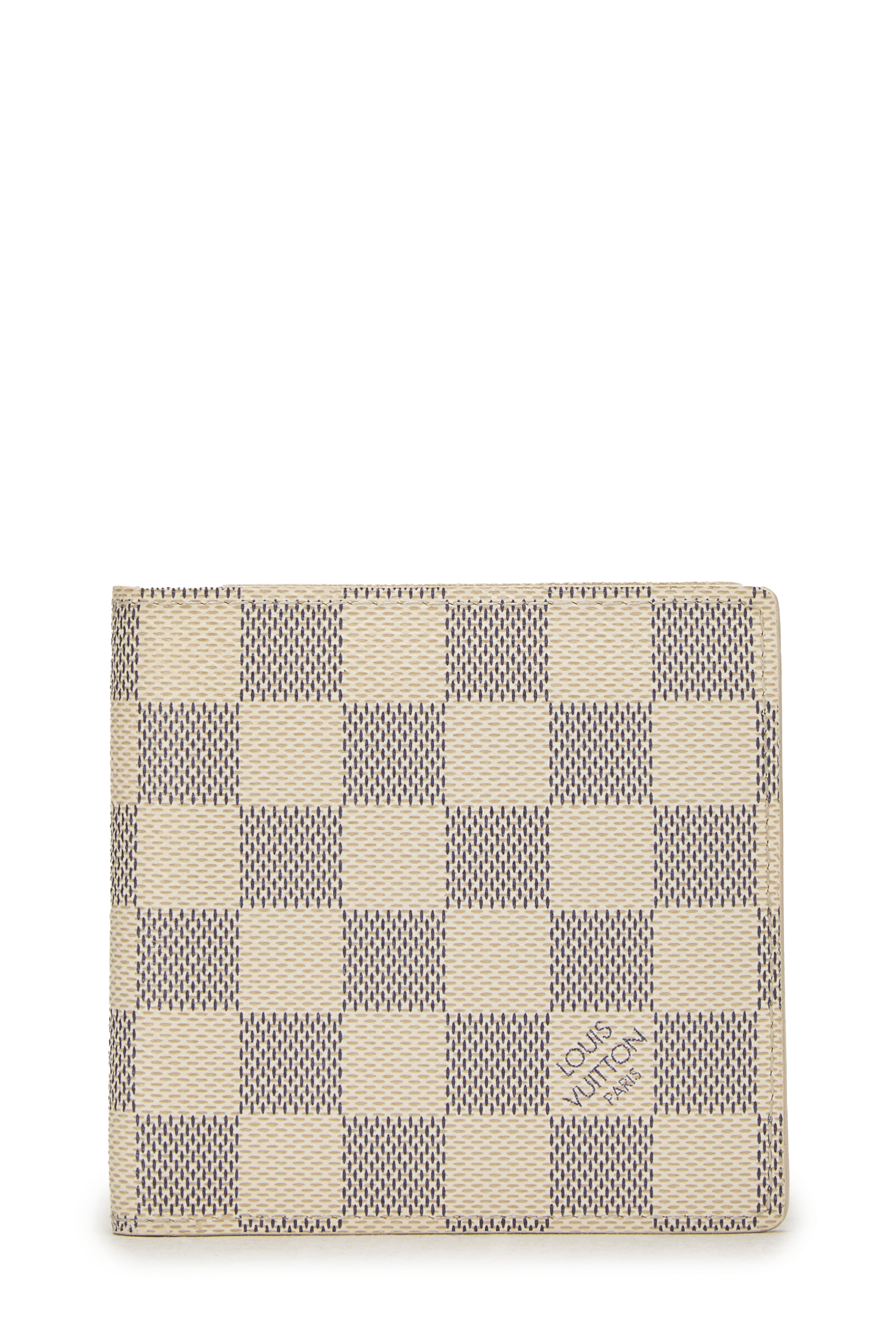 Women's Leather Louis Vuitton Damier Azur Marco Wallet in White