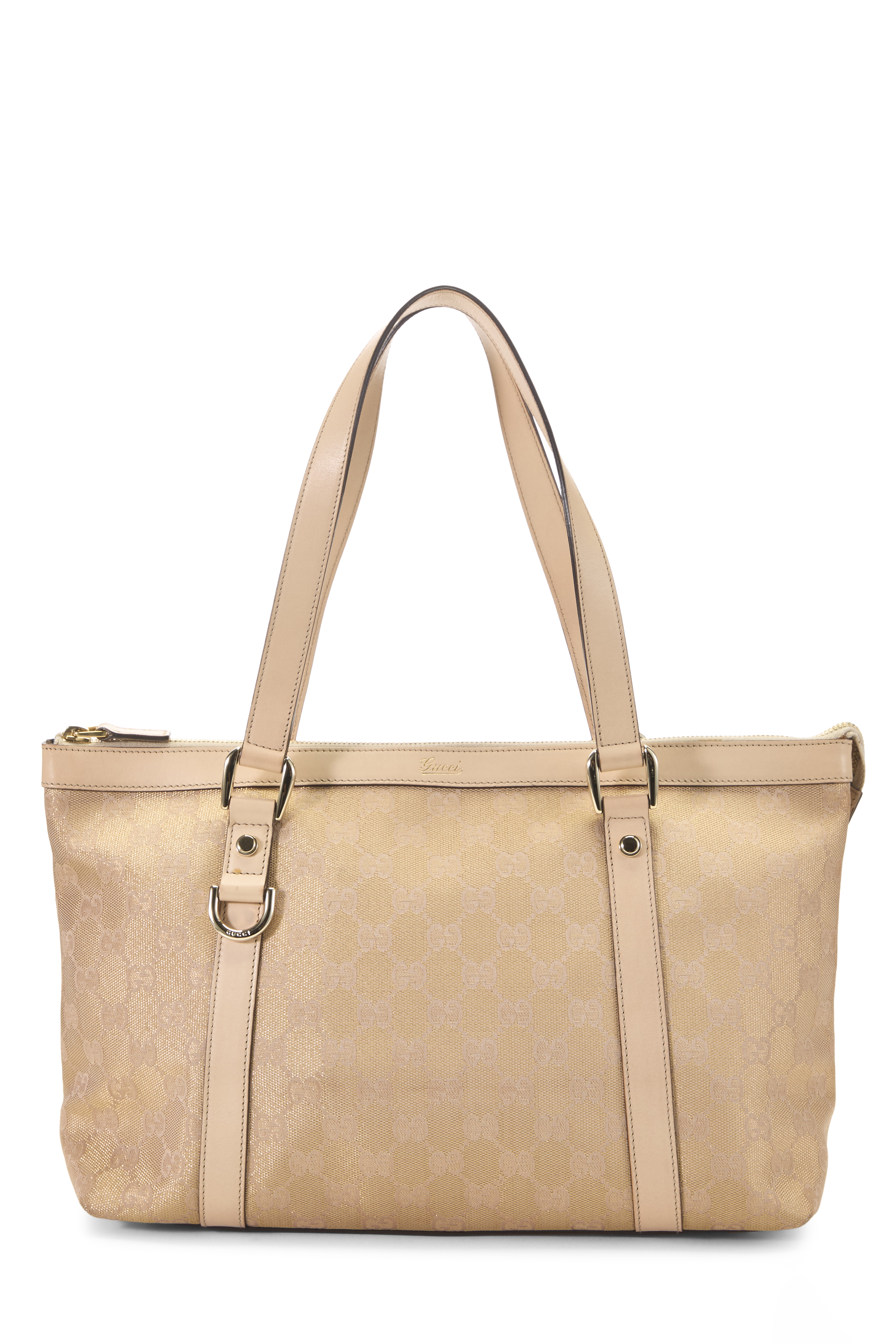 Women's Gucci Pink GG Lurex Abbey Zip Tote in Pink