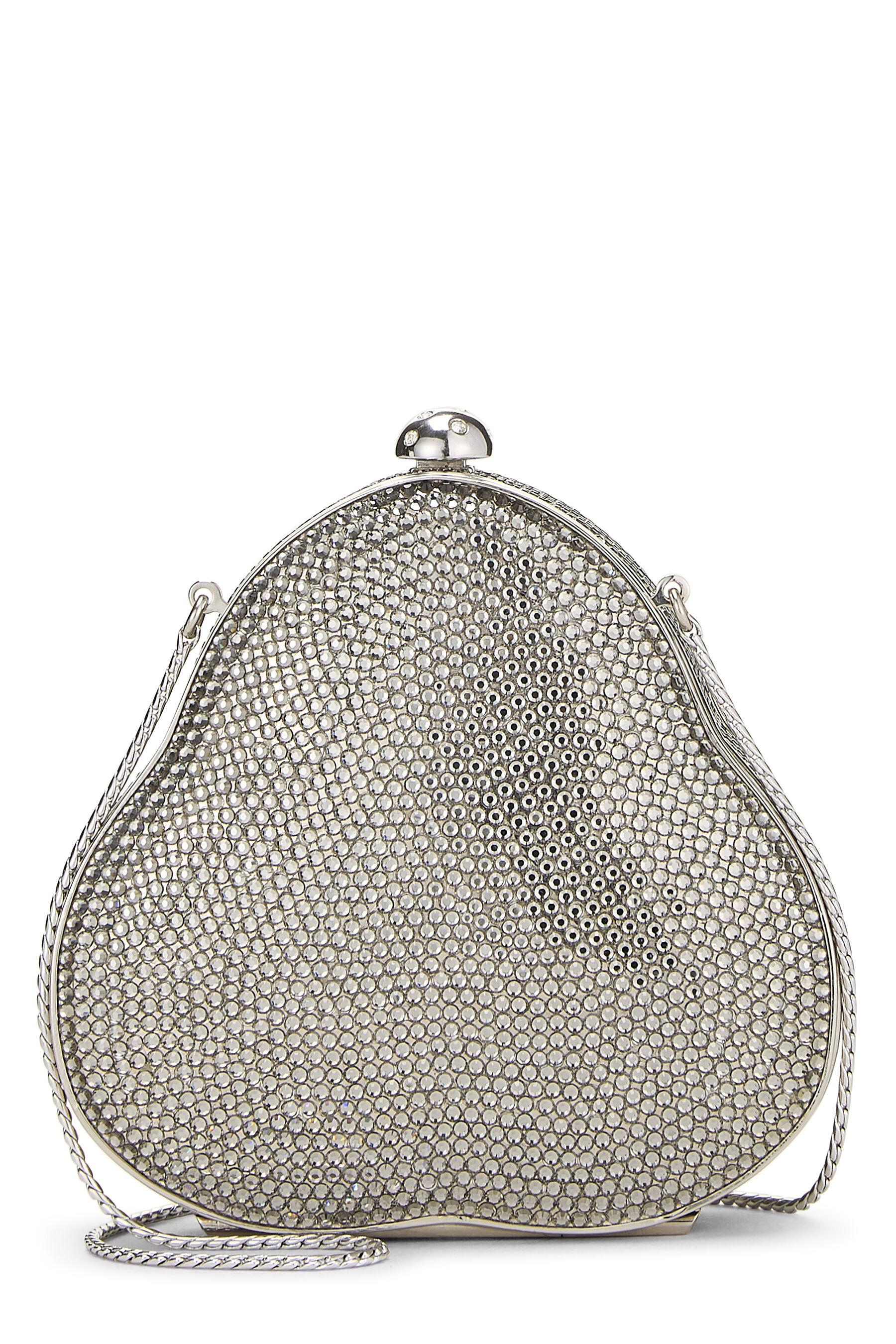 Women's Judith Leiber Silver Crystal Embellished Minaudière Small in Silver