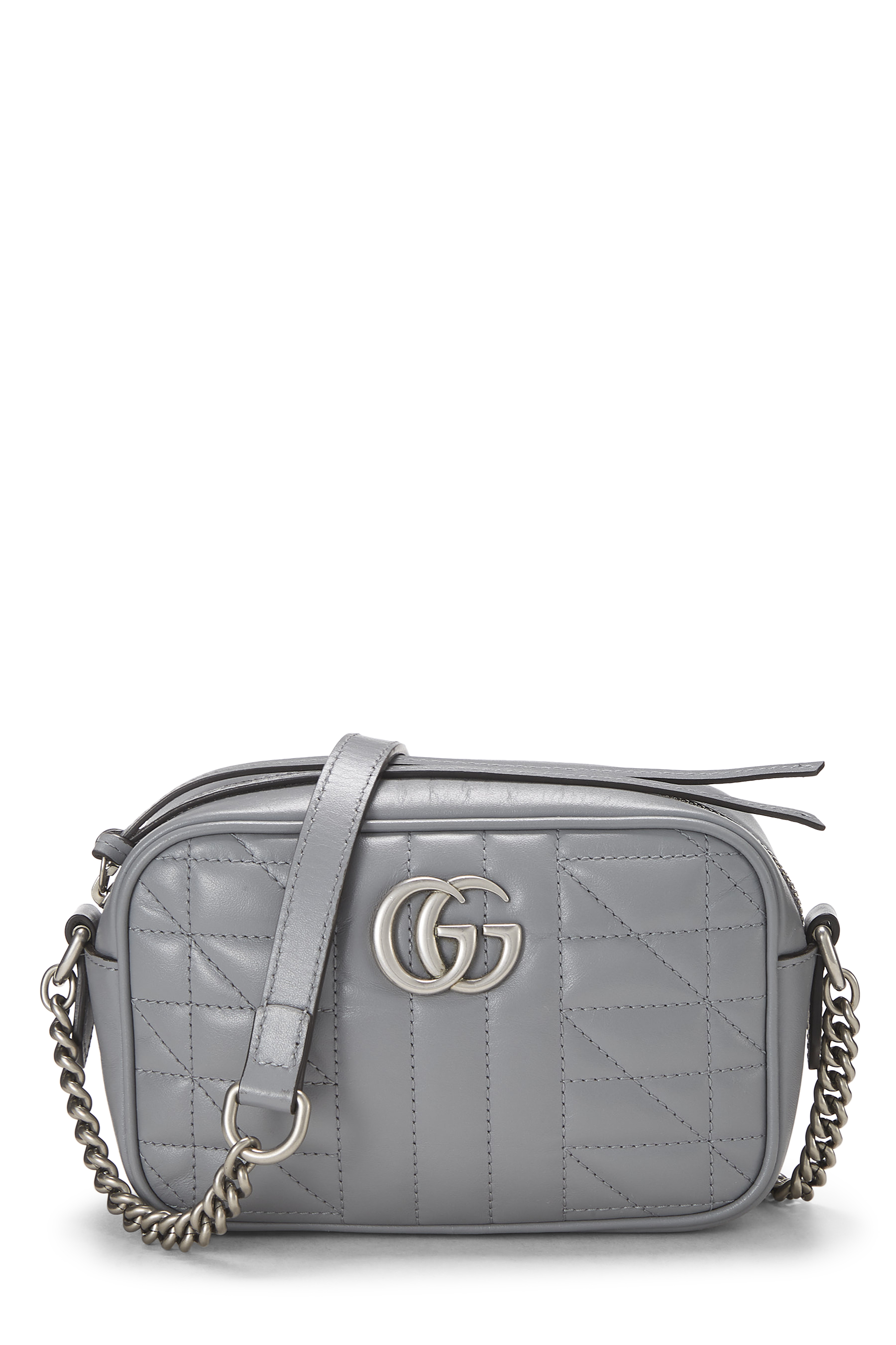 Women's Microfiber Gucci Grey Leather GG Marmont Crossbody Bag Small in Grey Small