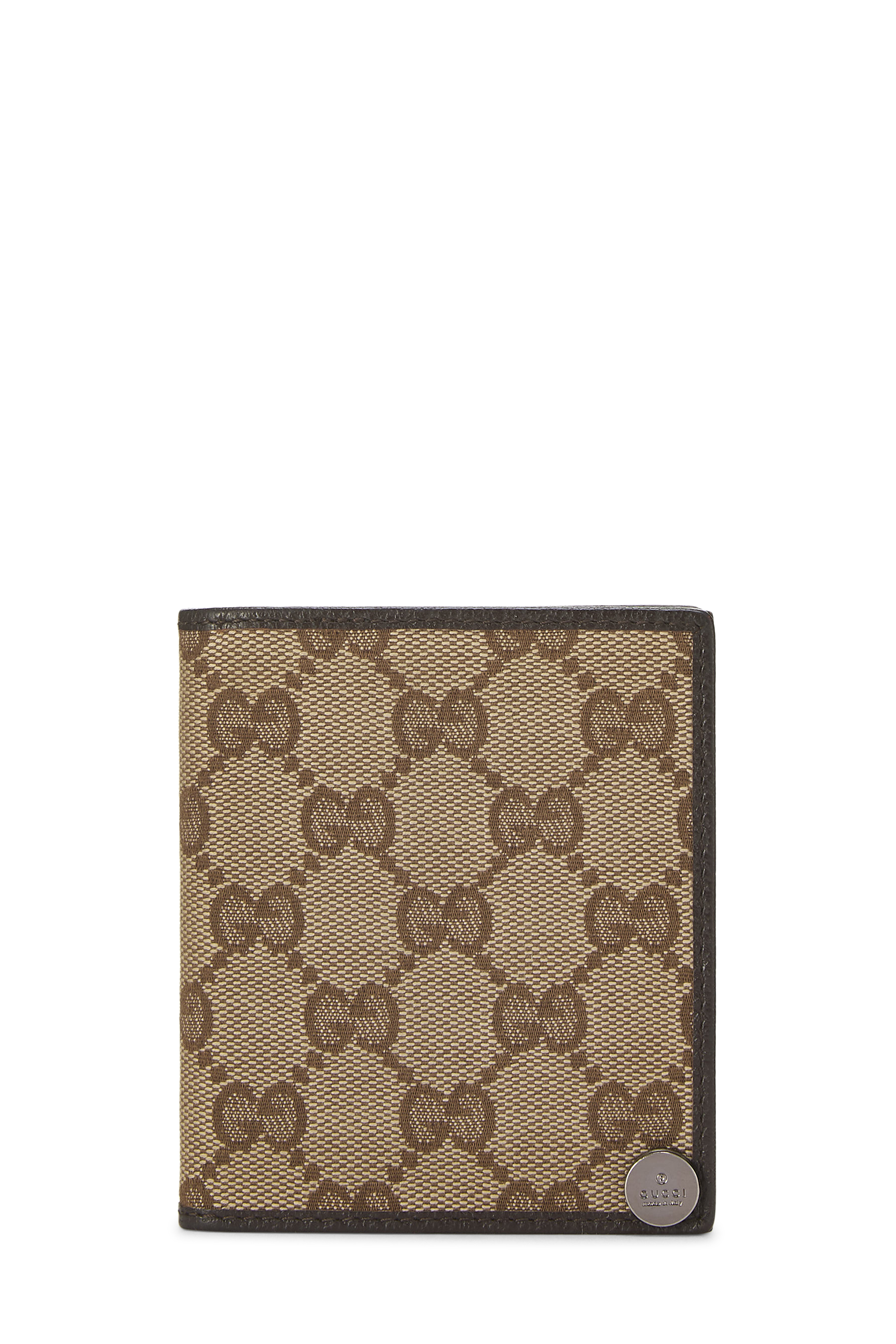 Women's Gucci Gold GG Canvas Card Holder in Brown