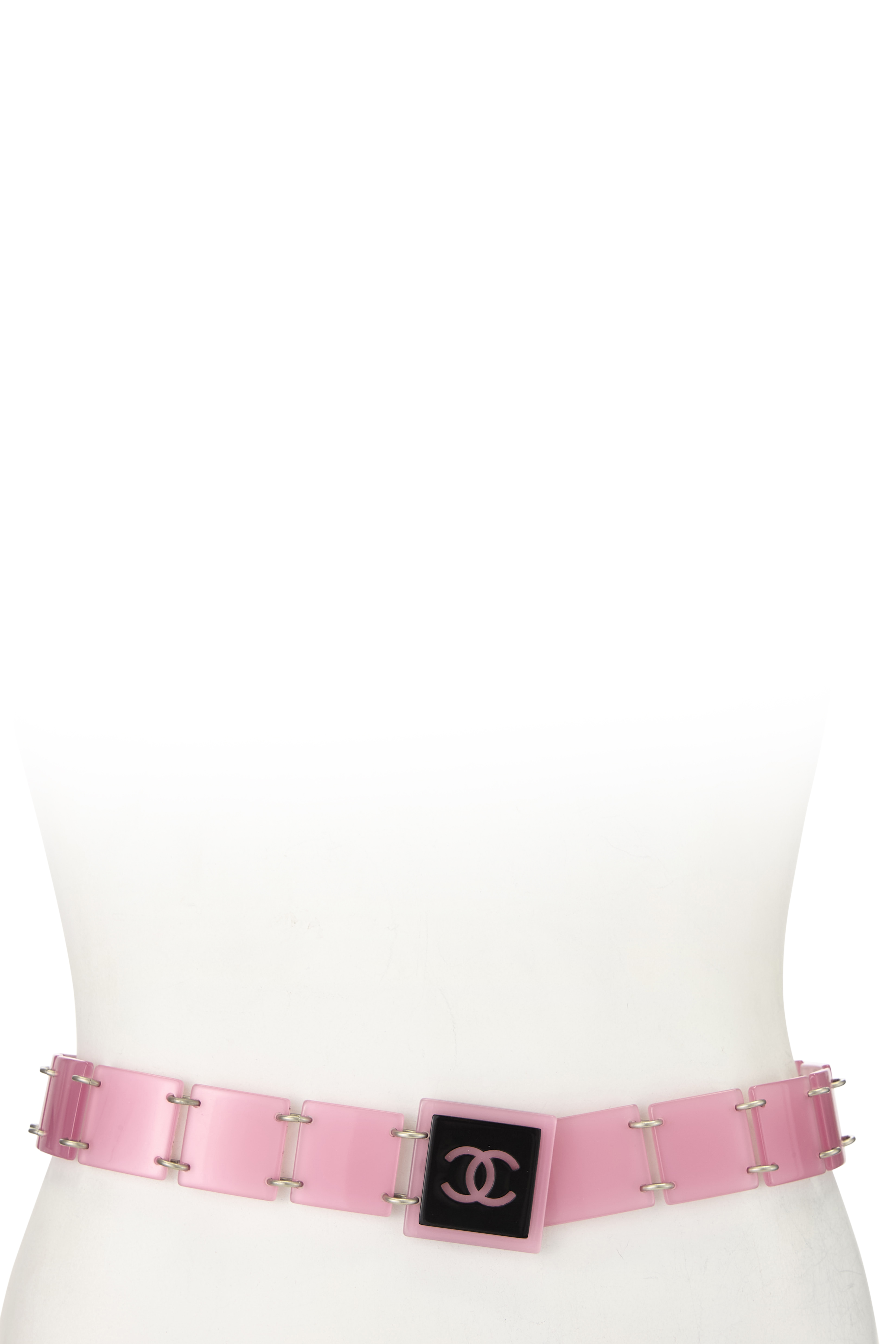 Women's Chanel Pink Acrylic 'CC' Tile Belt in Pink